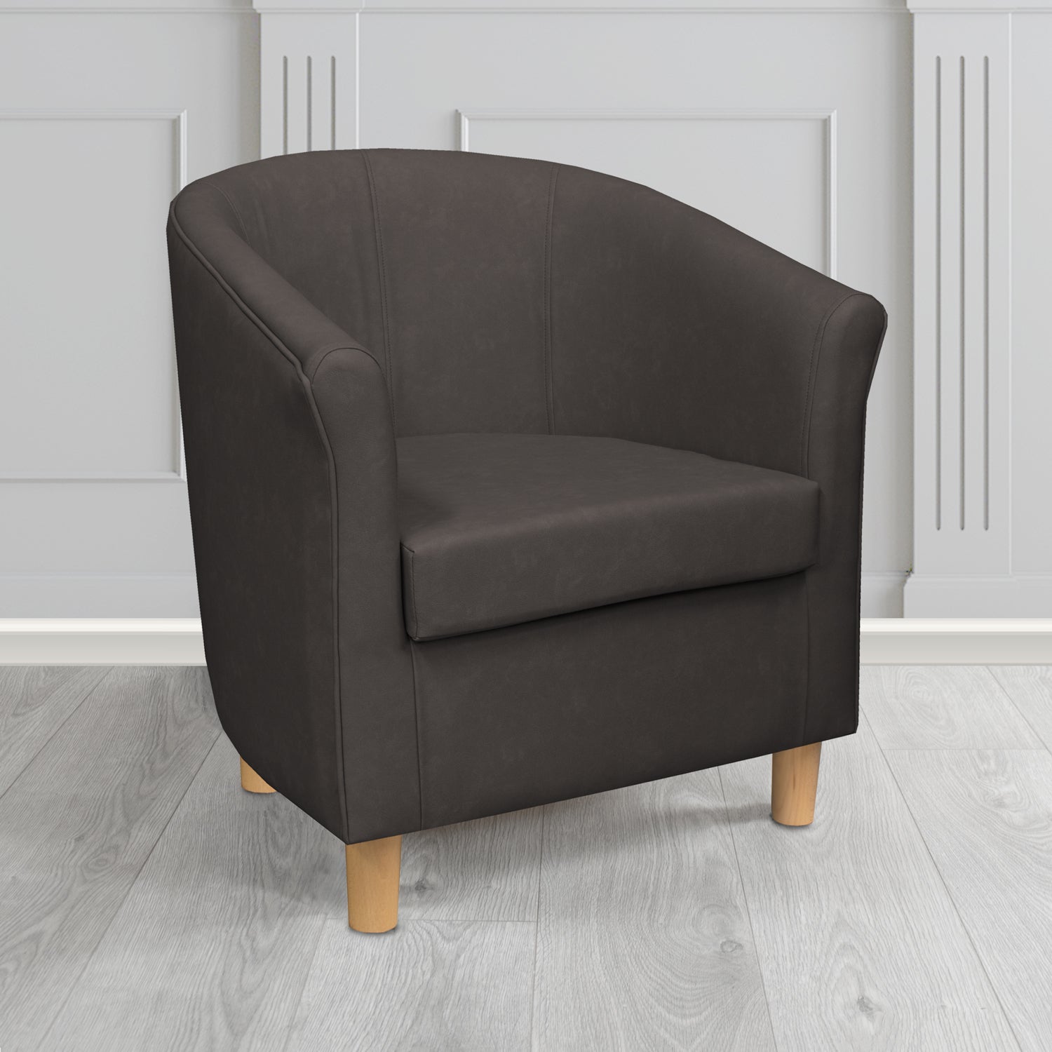 Tuscany Tub Chair in Cristina Marrone Infiniti Antimicrobial Crib 5 Faux Leather