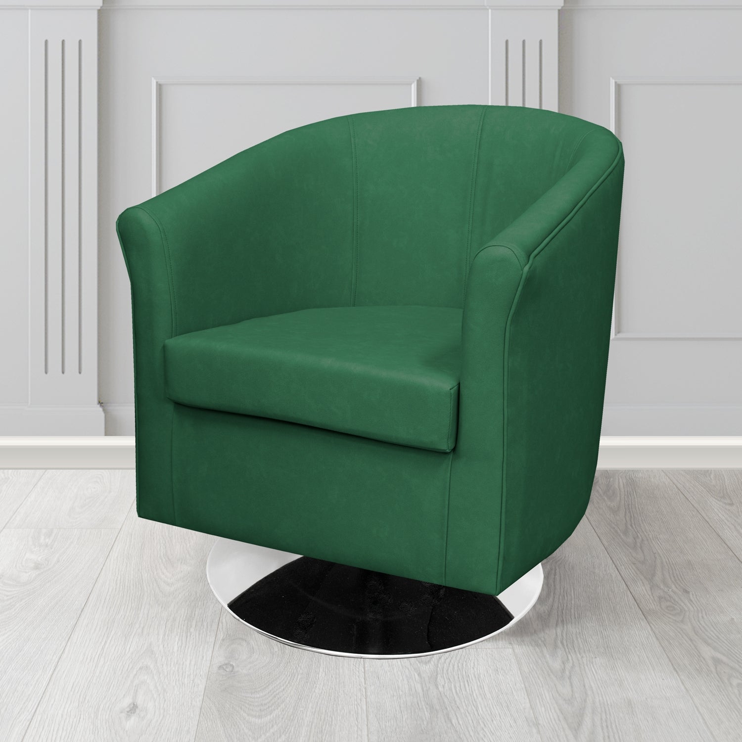 Tuscany Swivel Tub Chair in Cristina Marrone Infiniti Antimicrobial Crib 5 Faux Leather