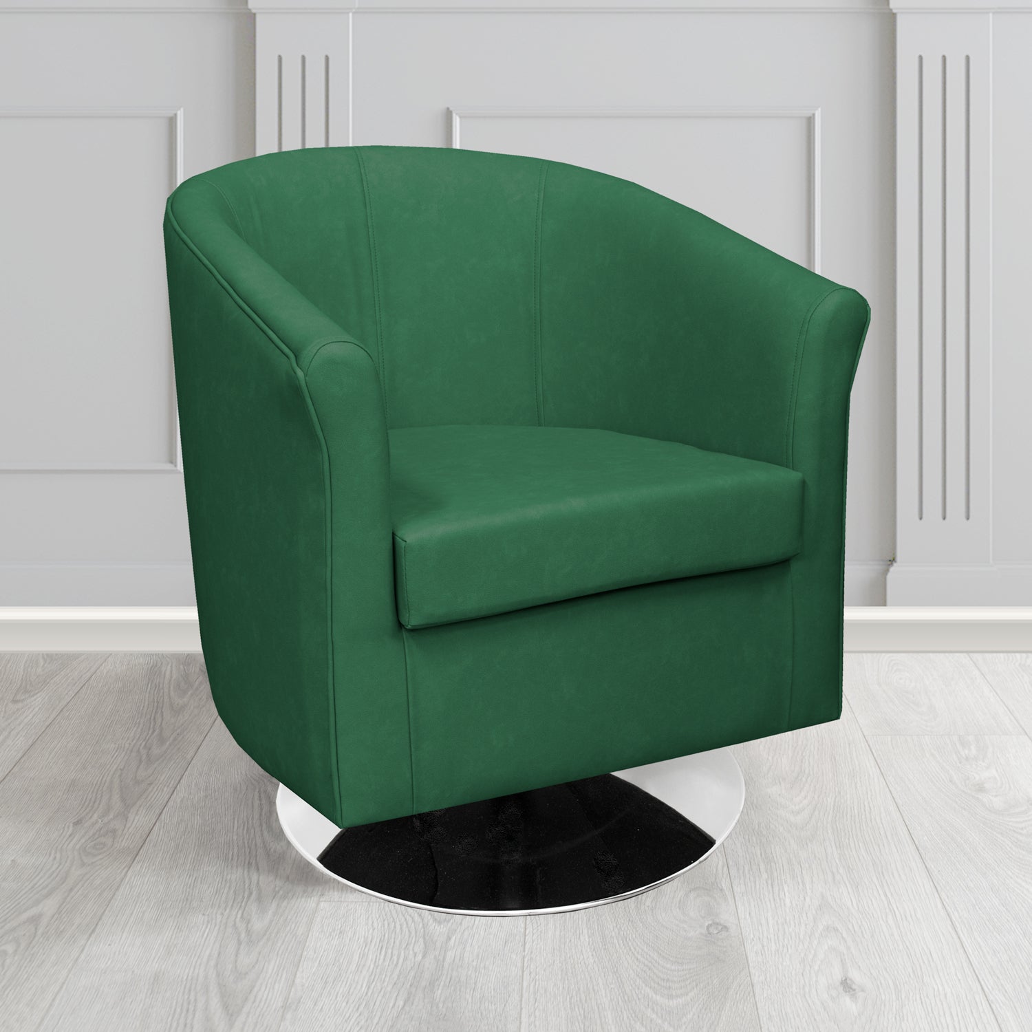 Tuscany Swivel Tub Chair in Cristina Marrone Infiniti Antimicrobial Crib 5 Faux Leather