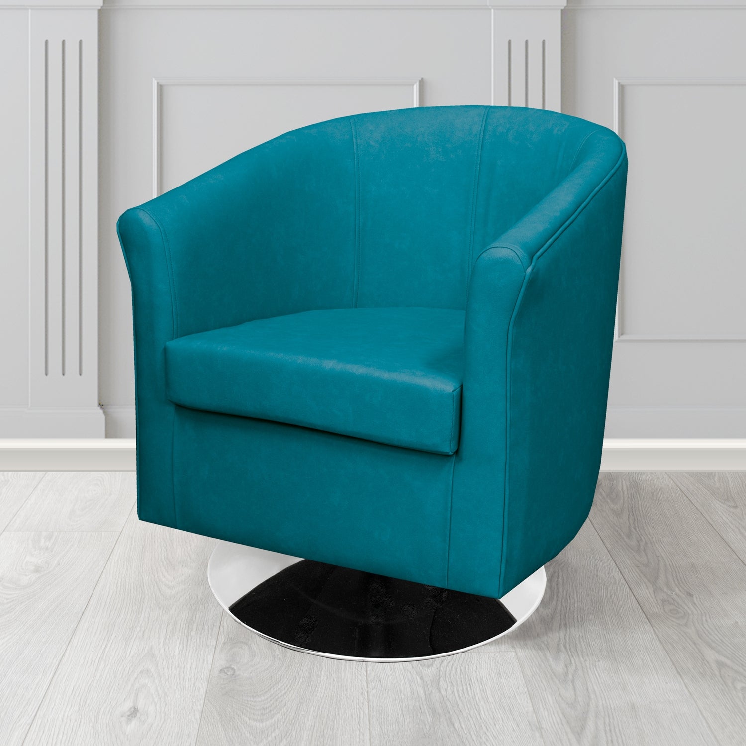 Tuscany Swivel Tub Chair in Cristina Marrone Infiniti Antimicrobial Crib 5 Faux Leather