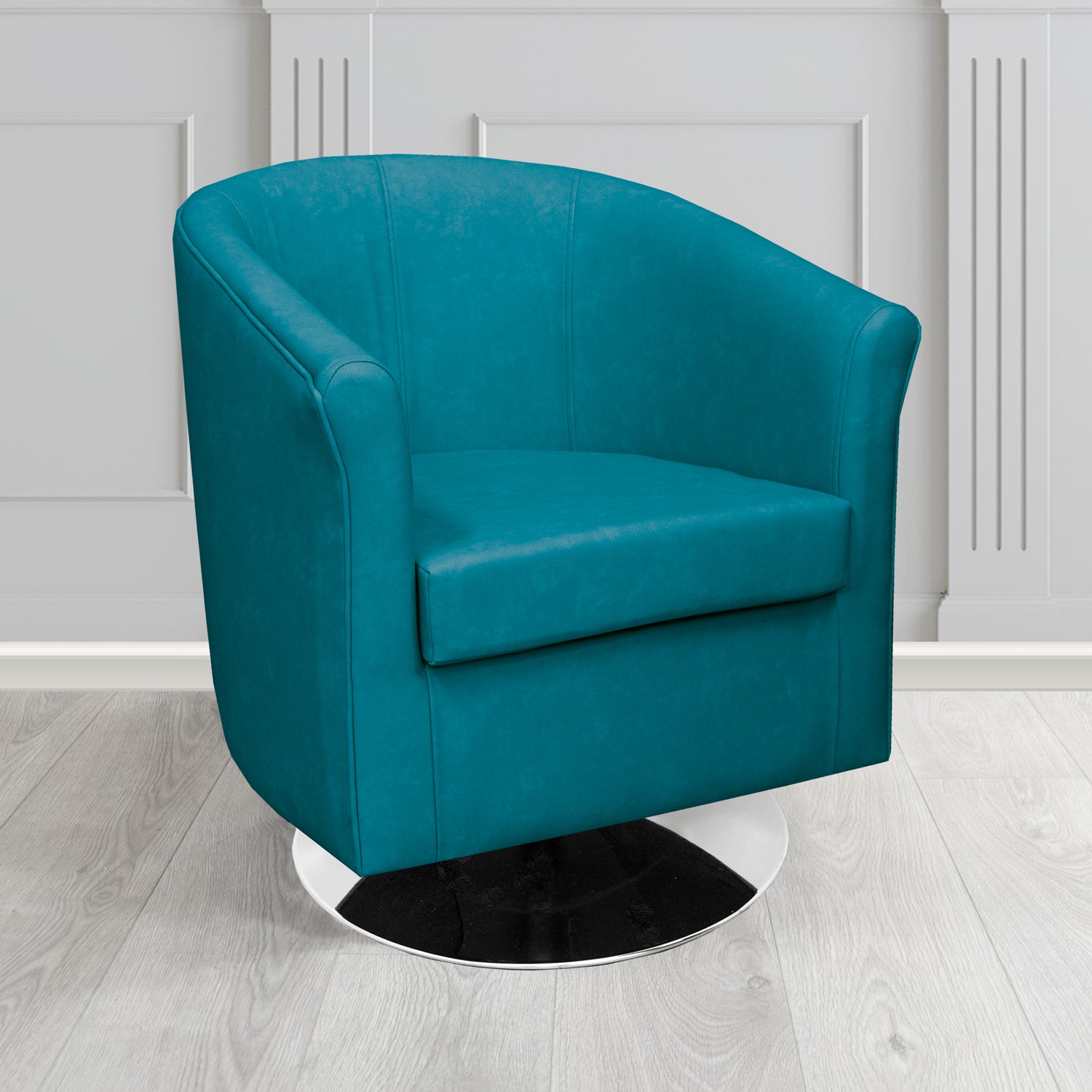 Tuscany Swivel Tub Chair in Cristina Marrone Infiniti Antimicrobial Crib 5 Faux Leather