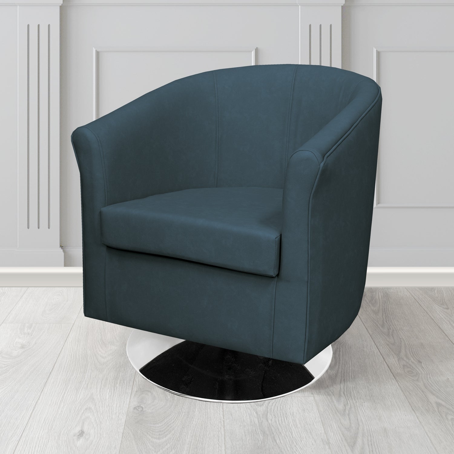 Tuscany Swivel Tub Chair in Cristina Marrone Infiniti Antimicrobial Crib 5 Faux Leather