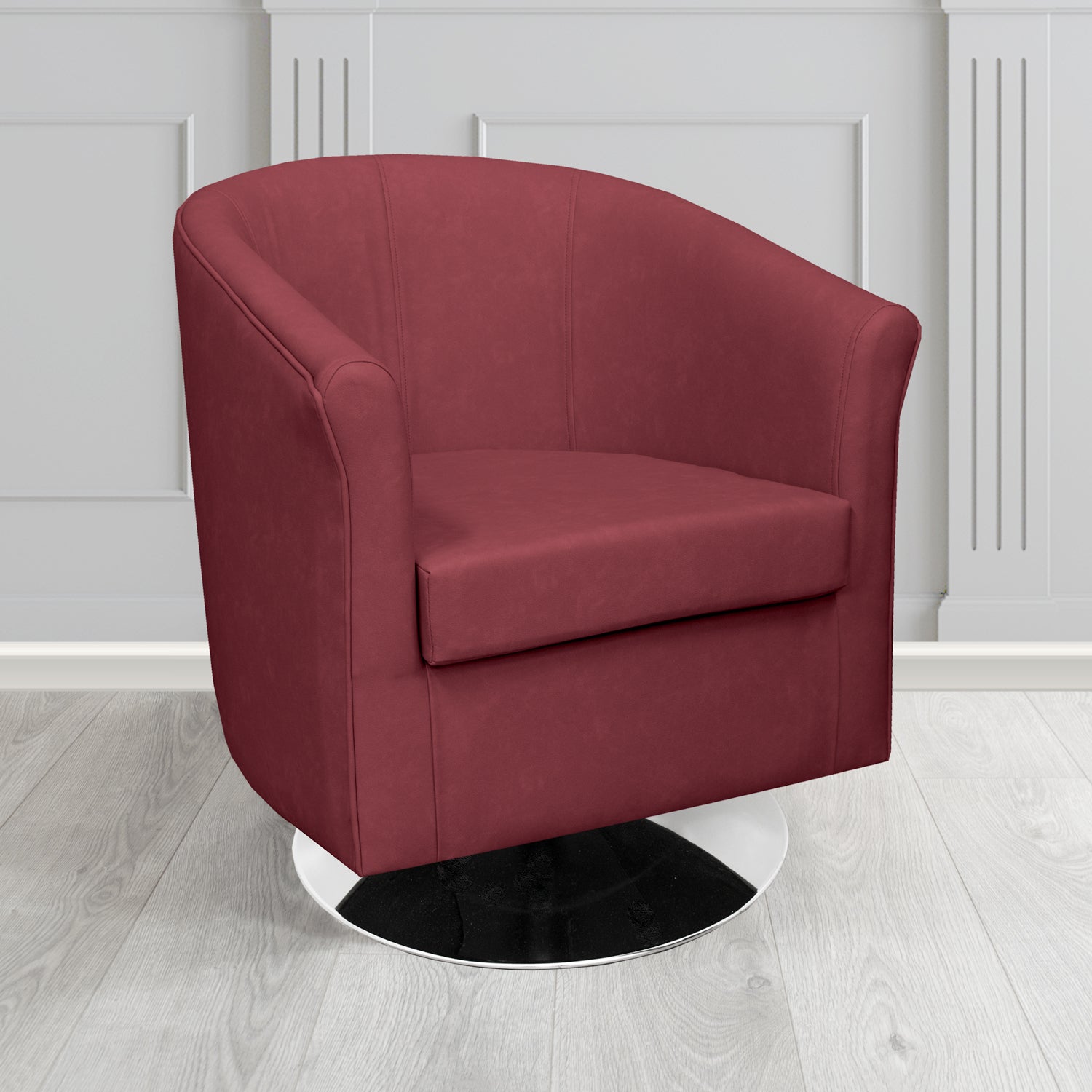 Tuscany Swivel Tub Chair in Cristina Marrone Infiniti Antimicrobial Crib 5 Faux Leather