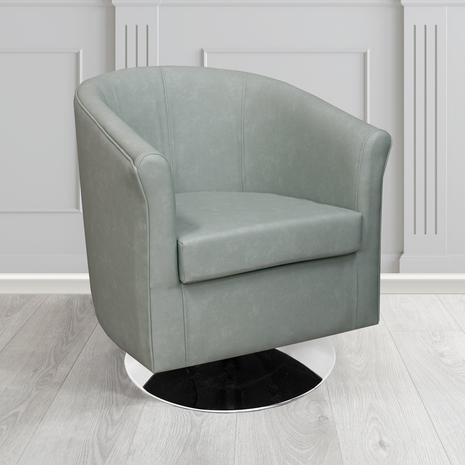 Tuscany Swivel Tub Chair in Cristina Marrone Infiniti Antimicrobial Crib 5 Faux Leather