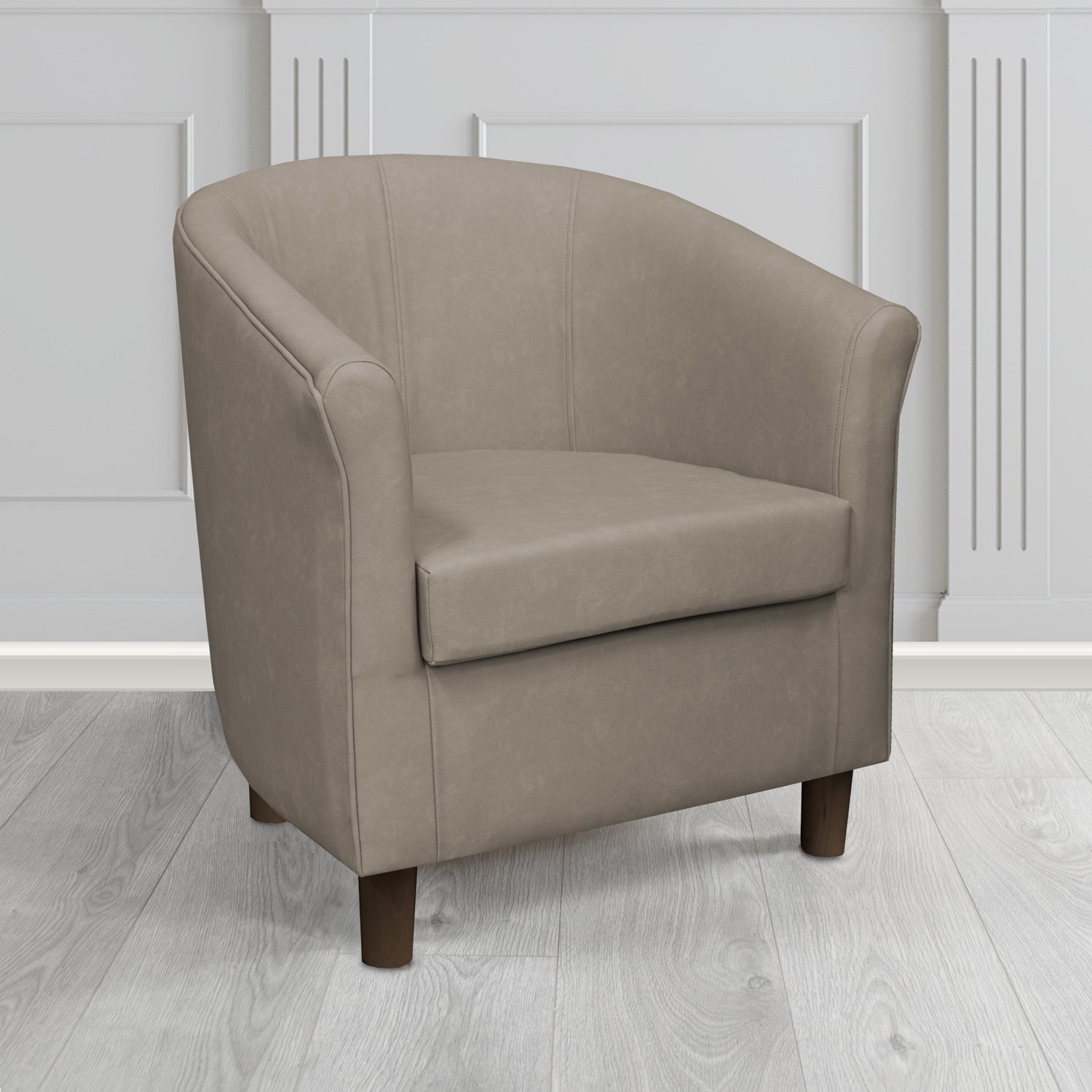 Tuscany Tub Chair in Cristina Marrone Infiniti Antimicrobial Crib 5 Faux Leather