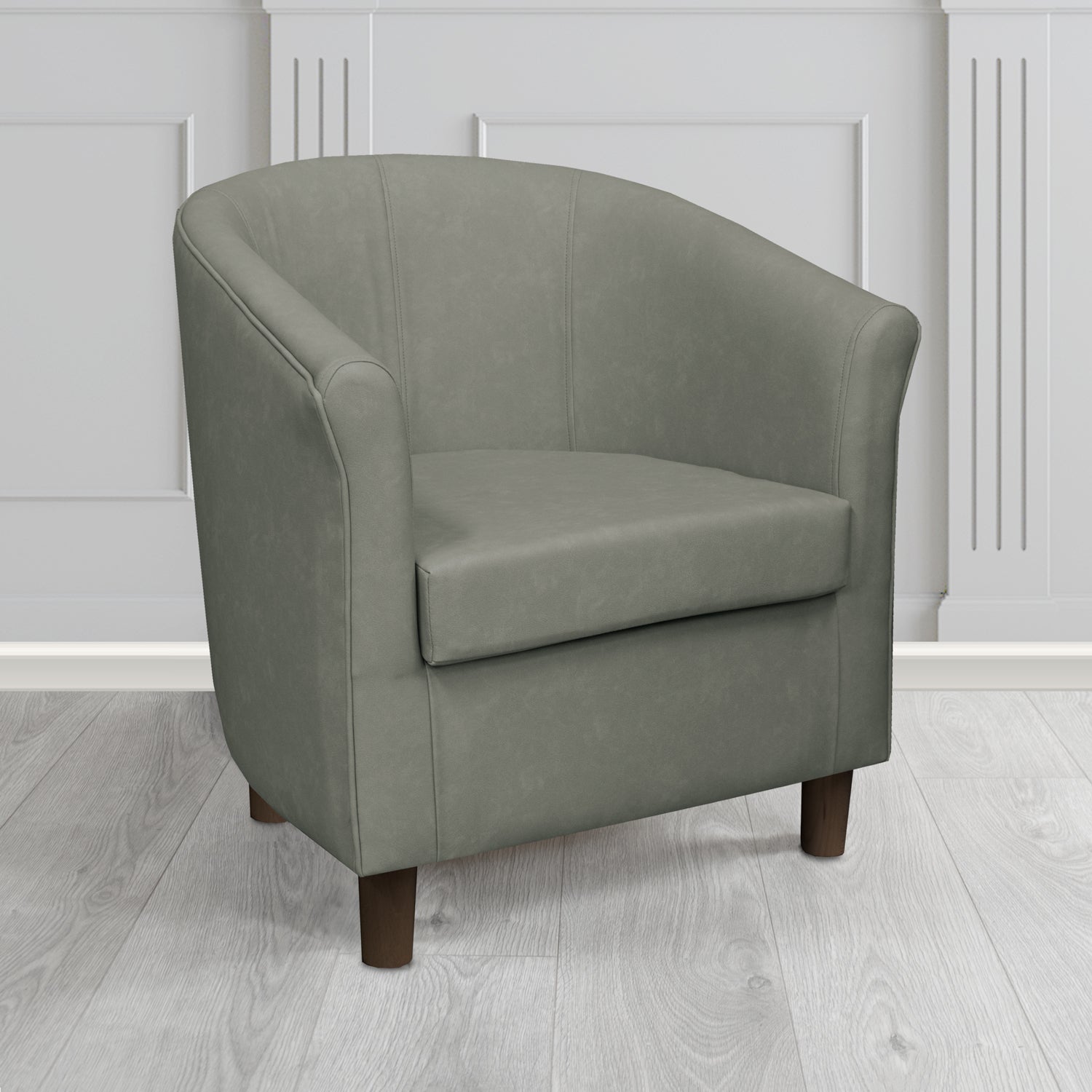 Tuscany Tub Chair in Cristina Marrone Infiniti Antimicrobial Crib 5 Faux Leather