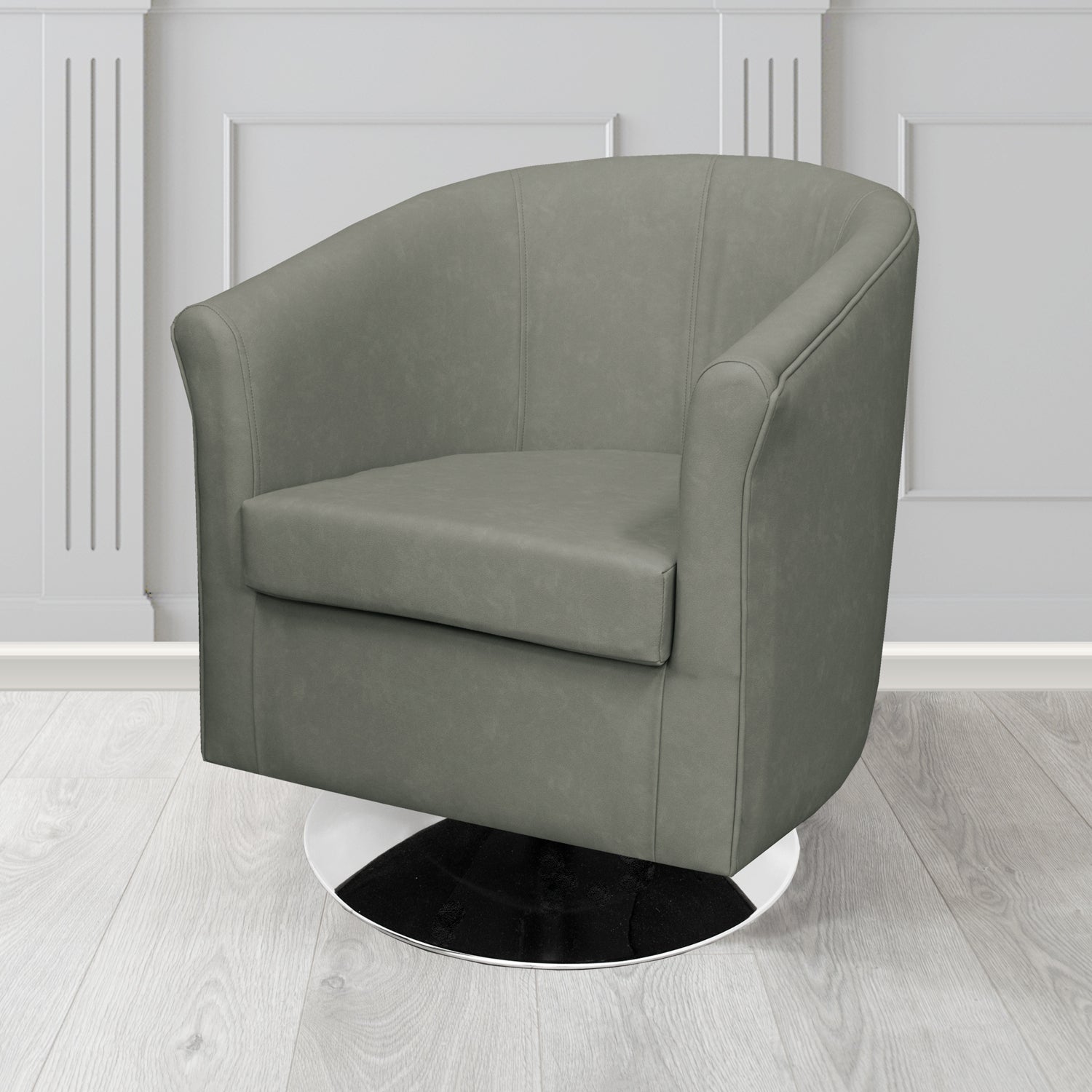 Tuscany Swivel Tub Chair in Cristina Marrone Infiniti Antimicrobial Crib 5 Faux Leather