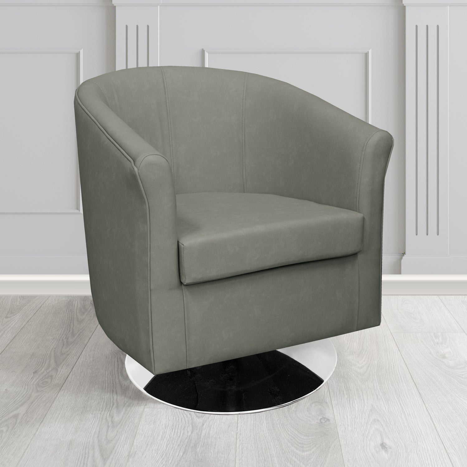 Tuscany Swivel Tub Chair in Cristina Marrone Infiniti Antimicrobial Crib 5 Faux Leather