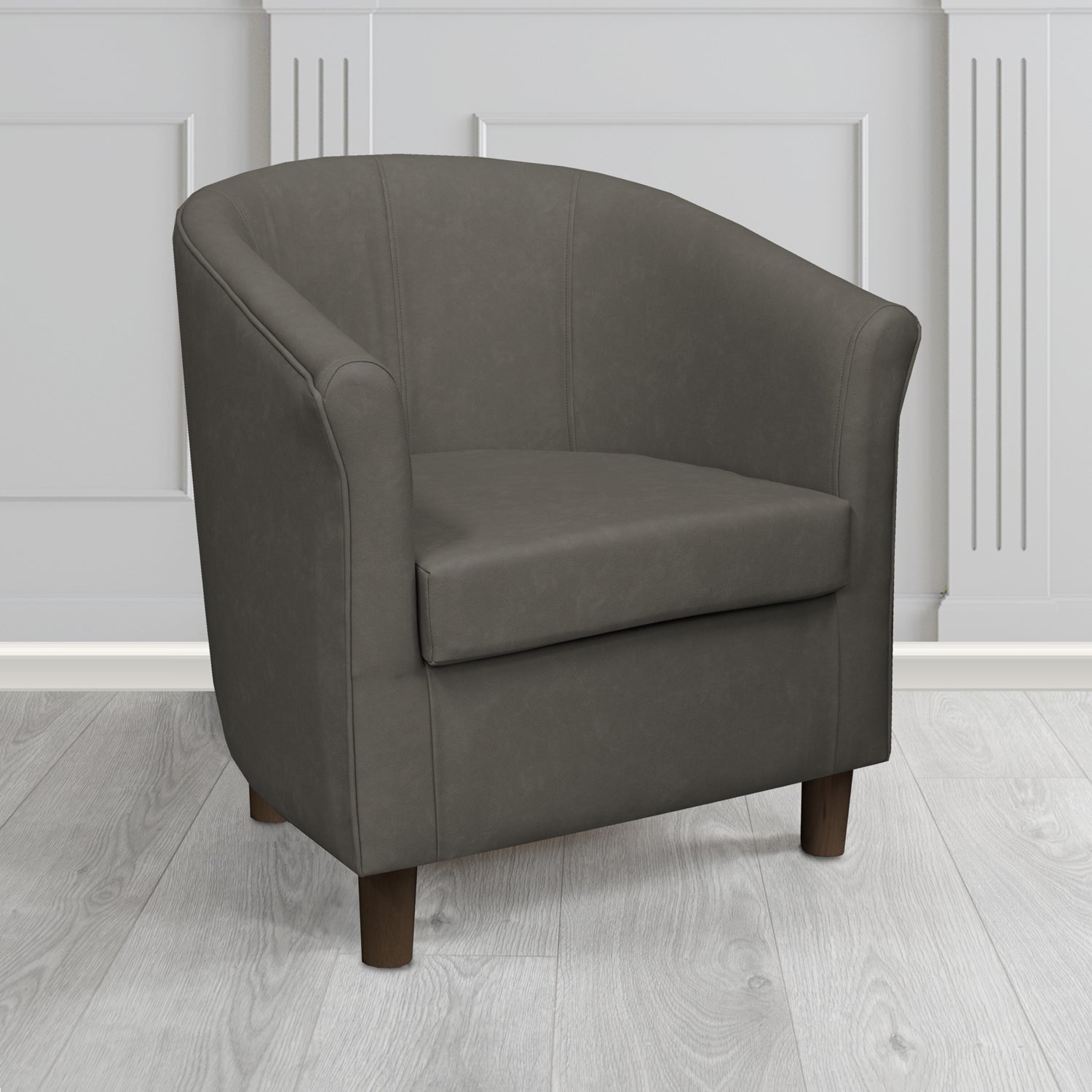 Tuscany Tub Chair in Cristina Marrone Infiniti Antimicrobial Crib 5 Faux Leather