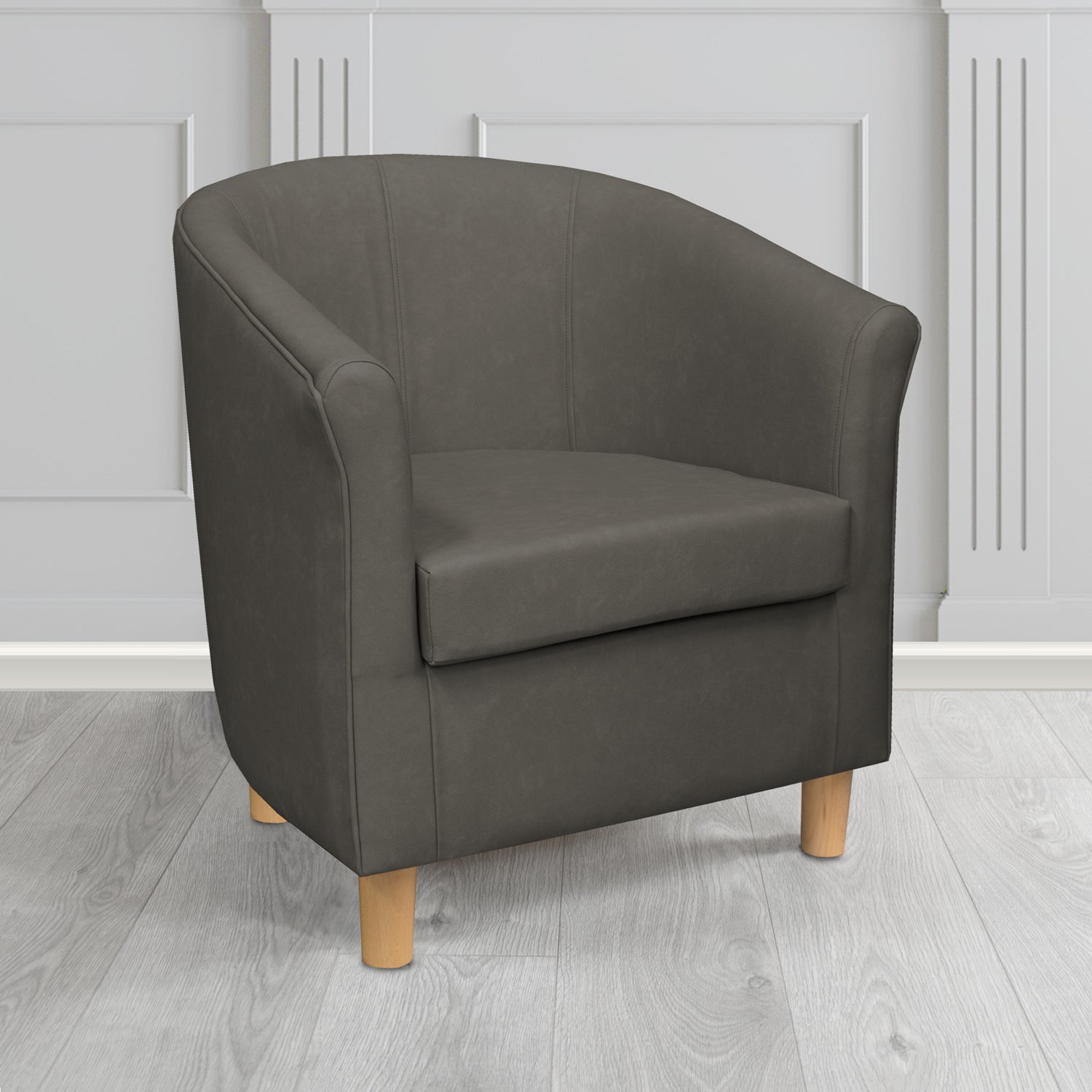 Tuscany Tub Chair in Cristina Marrone Infiniti Antimicrobial Crib 5 Faux Leather