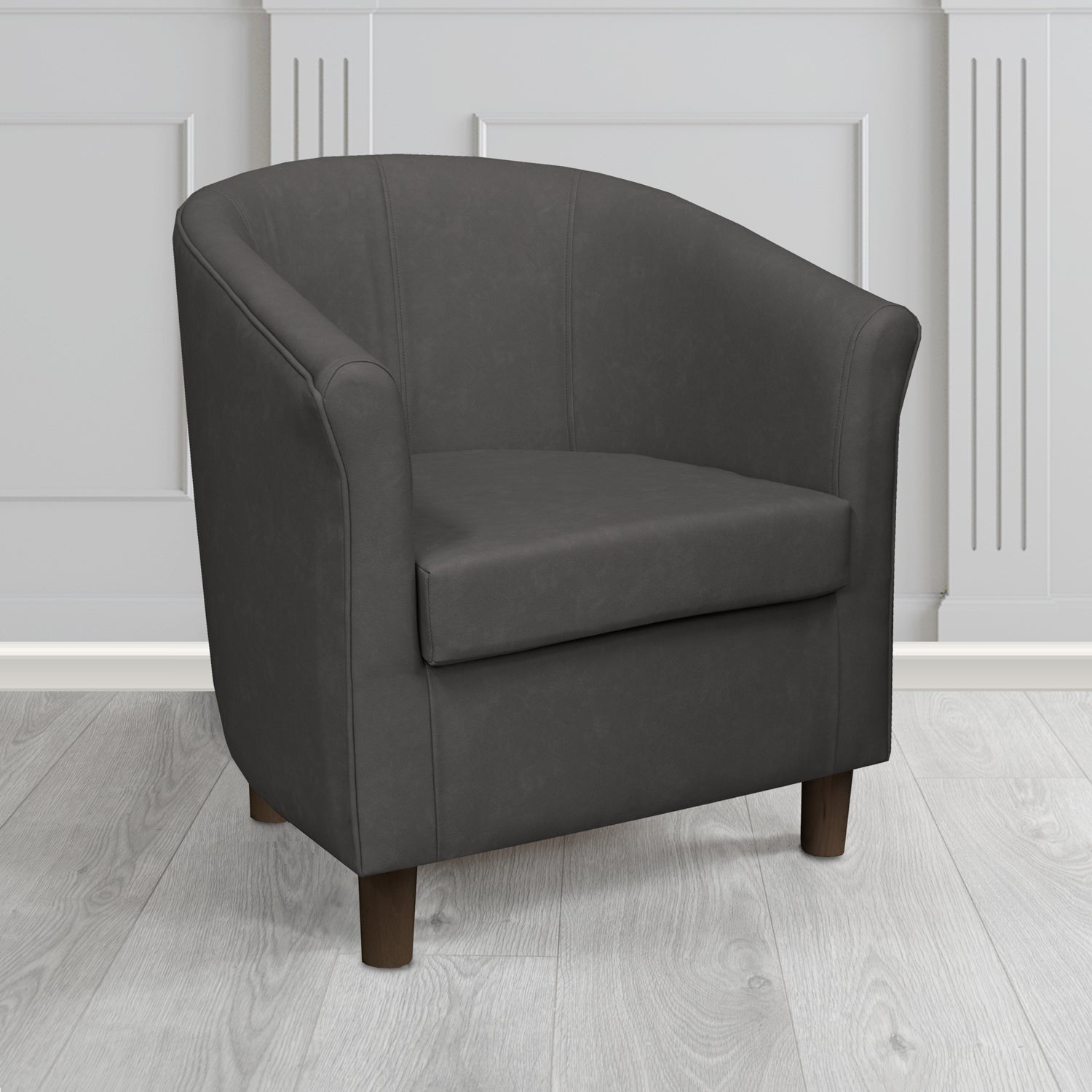 Tuscany Tub Chair in Cristina Marrone Infiniti Antimicrobial Crib 5 Faux Leather