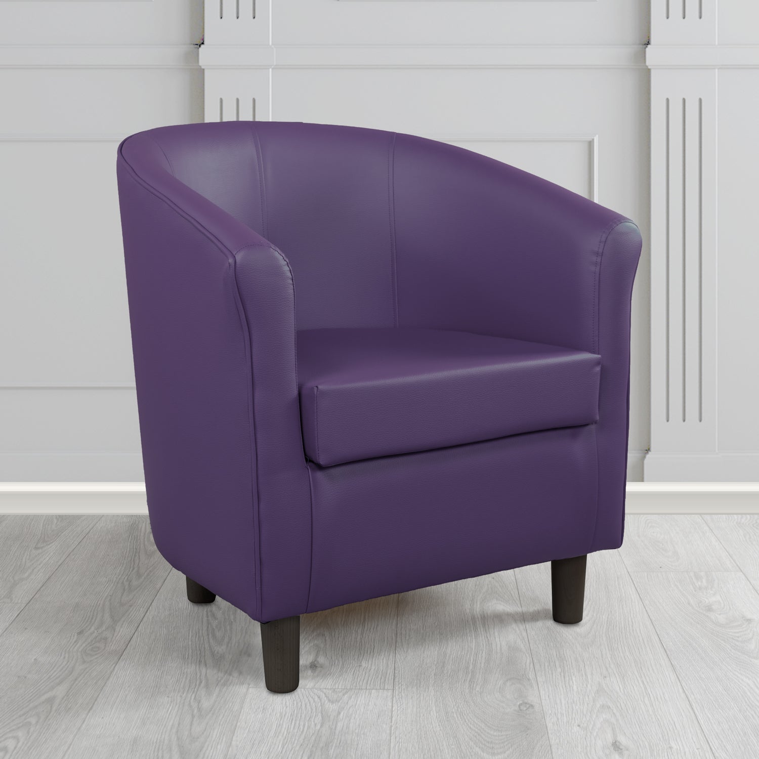 Tuscany Tub Chair in Just Colour Antimicrobial Crib 5 Contract Faux Leather with Dark Wood Legs