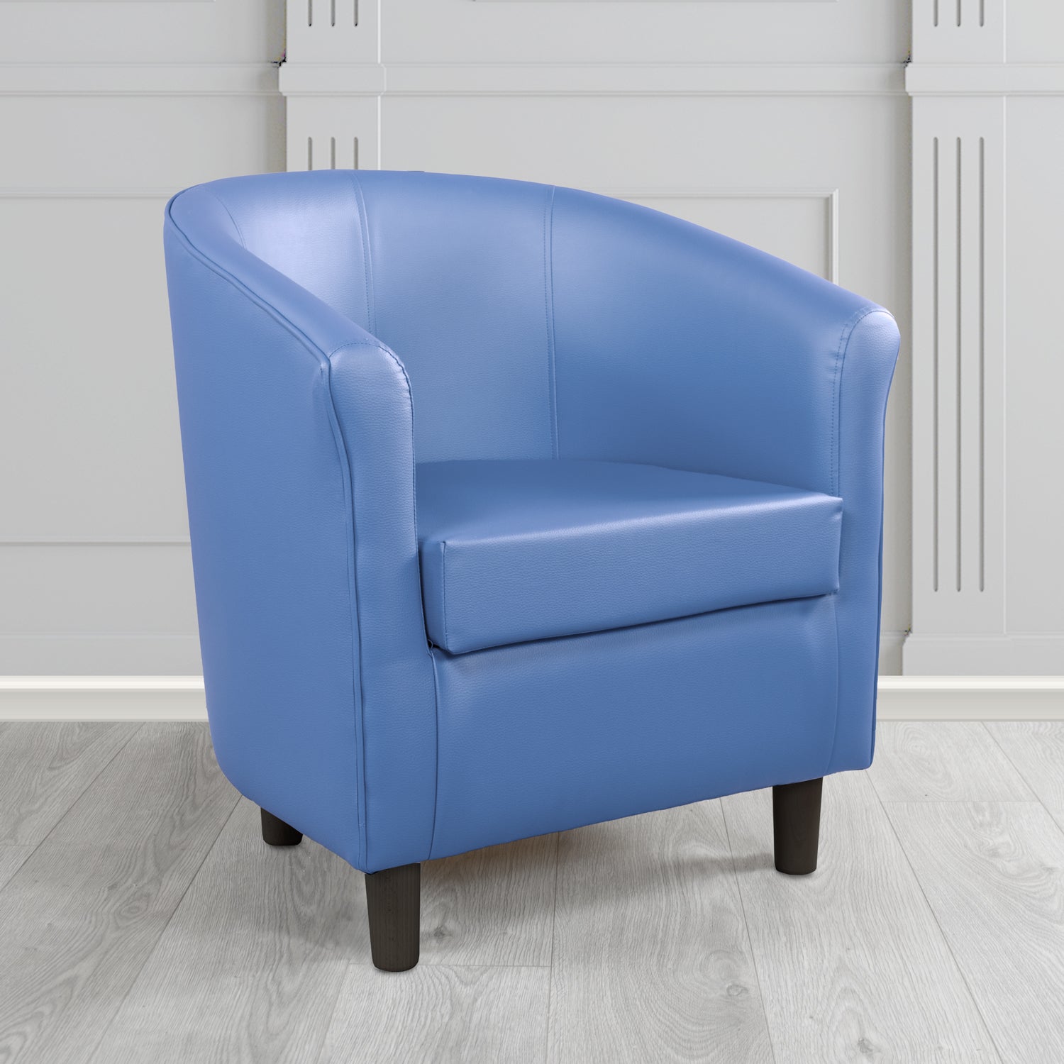 Tuscany Tub Chair in Just Colour Antimicrobial Crib 5 Contract Faux Leather with Dark Wood Legs