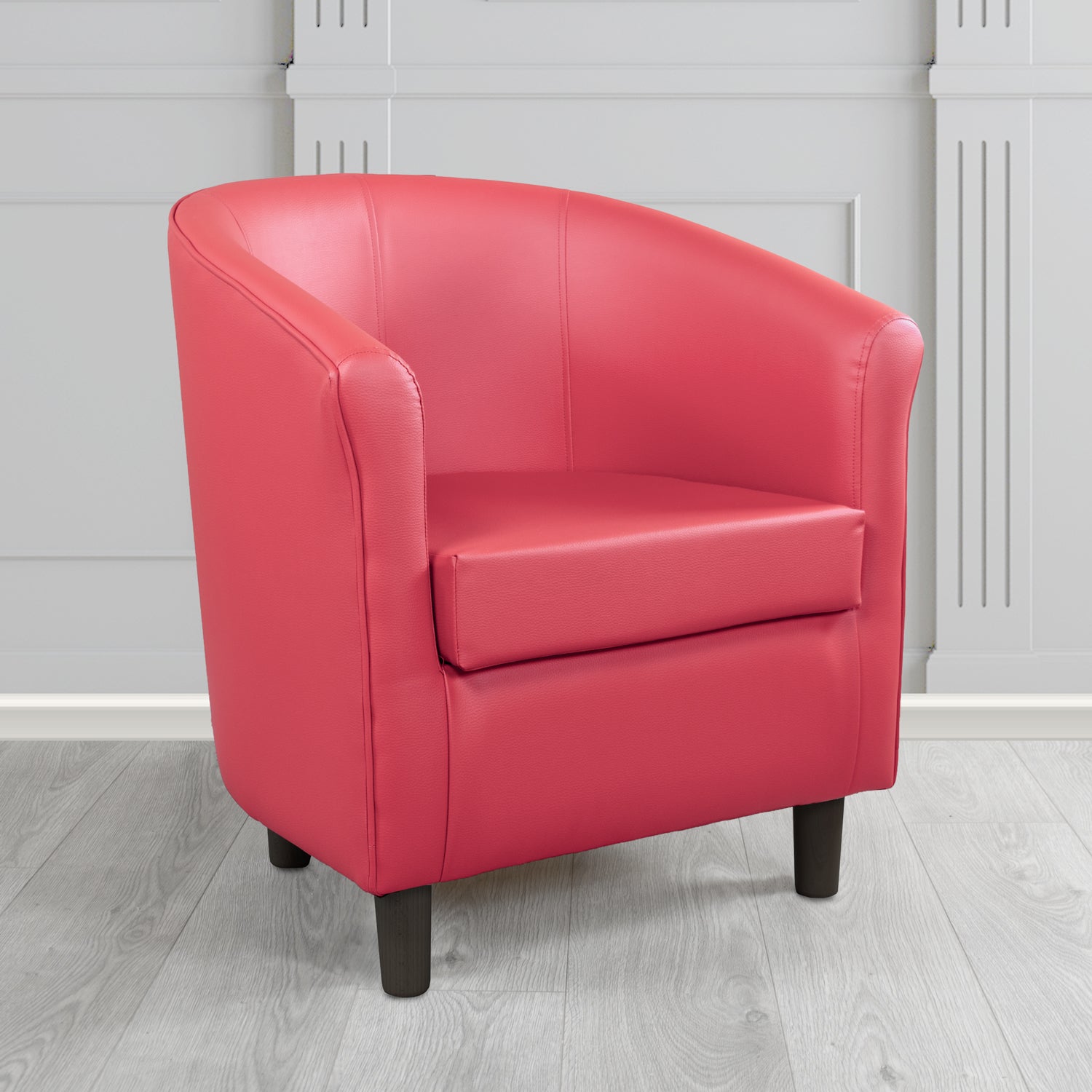 Tuscany Tub Chair in Just Colour Antimicrobial Crib 5 Contract Faux Leather with Dark Wood Legs