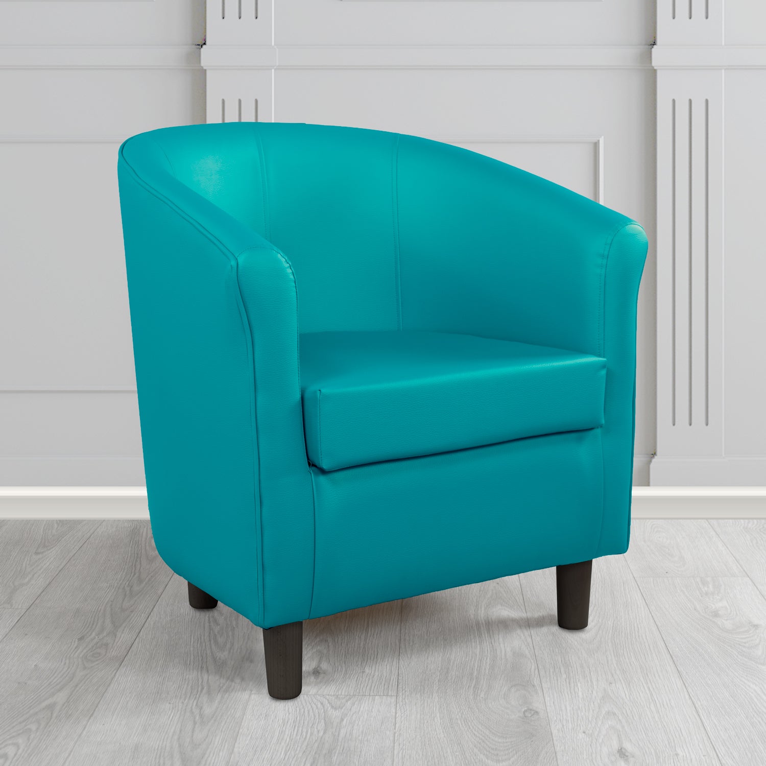 Tuscany Tub Chair in Just Colour Antimicrobial Crib 5 Contract Faux Leather with Dark Wood Legs