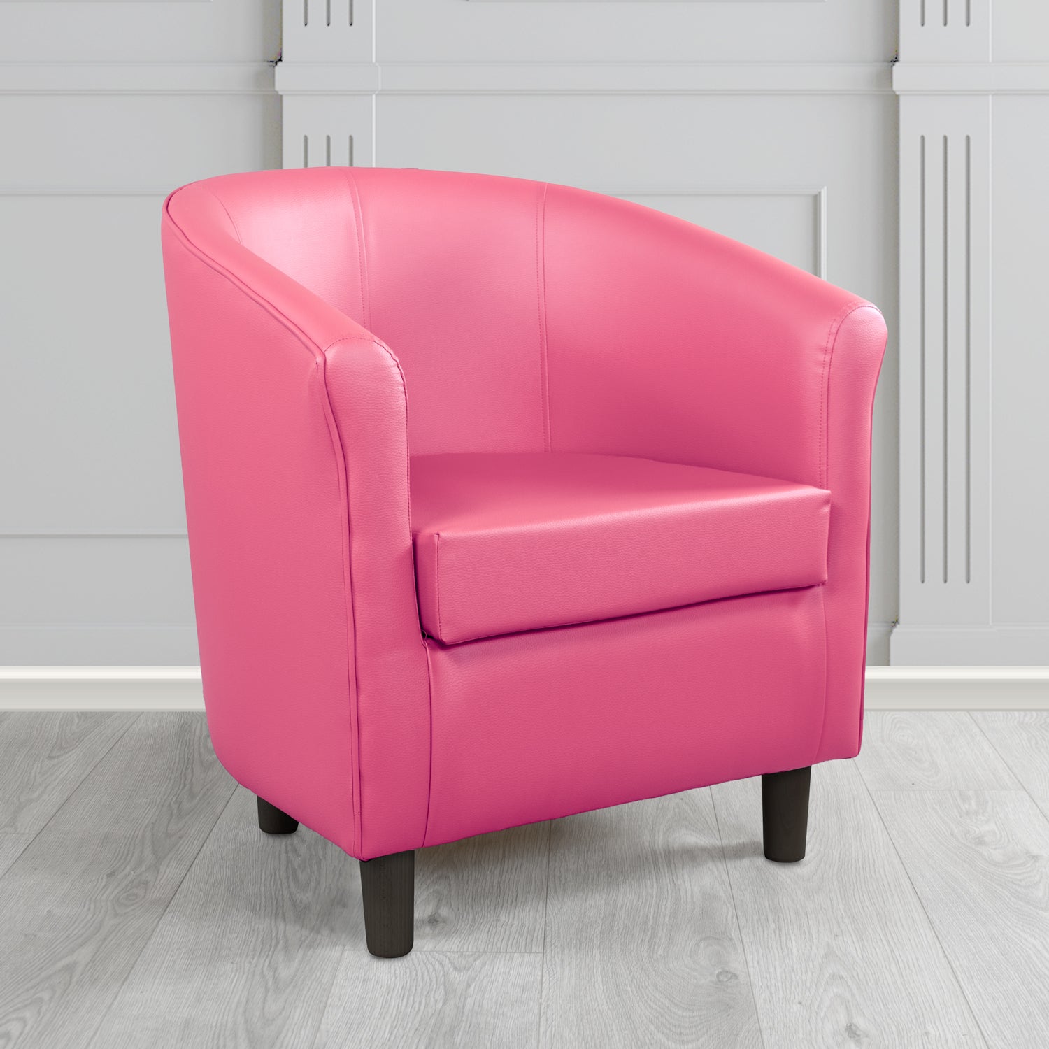 Tuscany Tub Chair in Just Colour Antimicrobial Crib 5 Contract Faux Leather with Dark Wood Legs