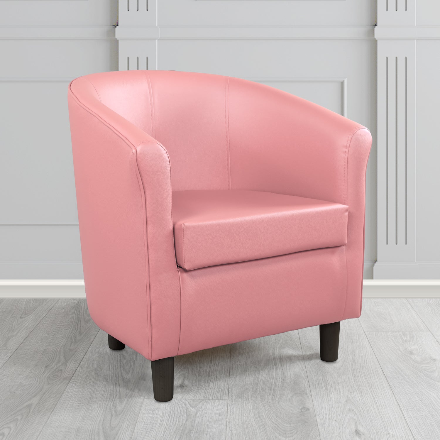 Tuscany Tub Chair in Just Colour Antimicrobial Crib 5 Contract Faux Leather with Dark Wood Legs