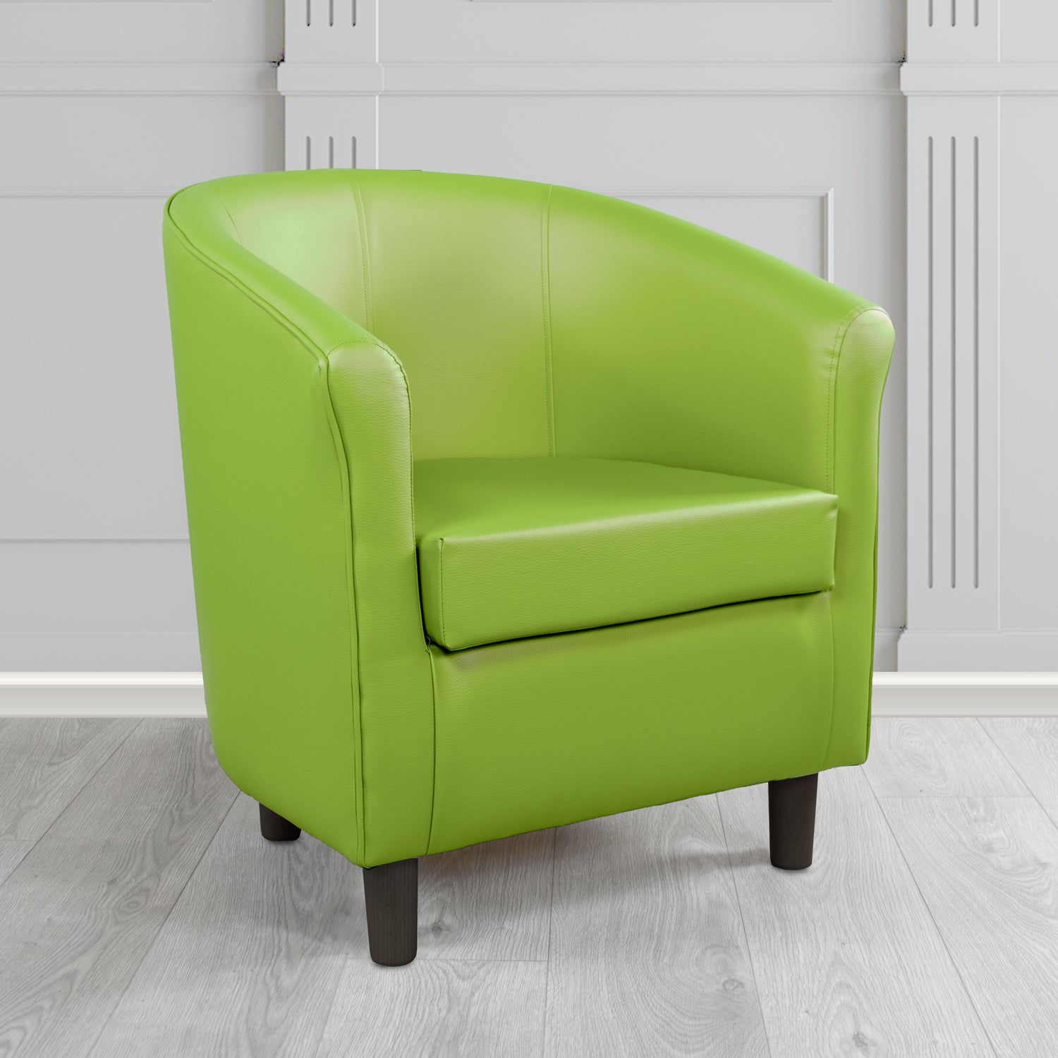Tuscany Tub Chair in Just Colour Antimicrobial Crib 5 Contract Faux Leather with Dark Wood Legs