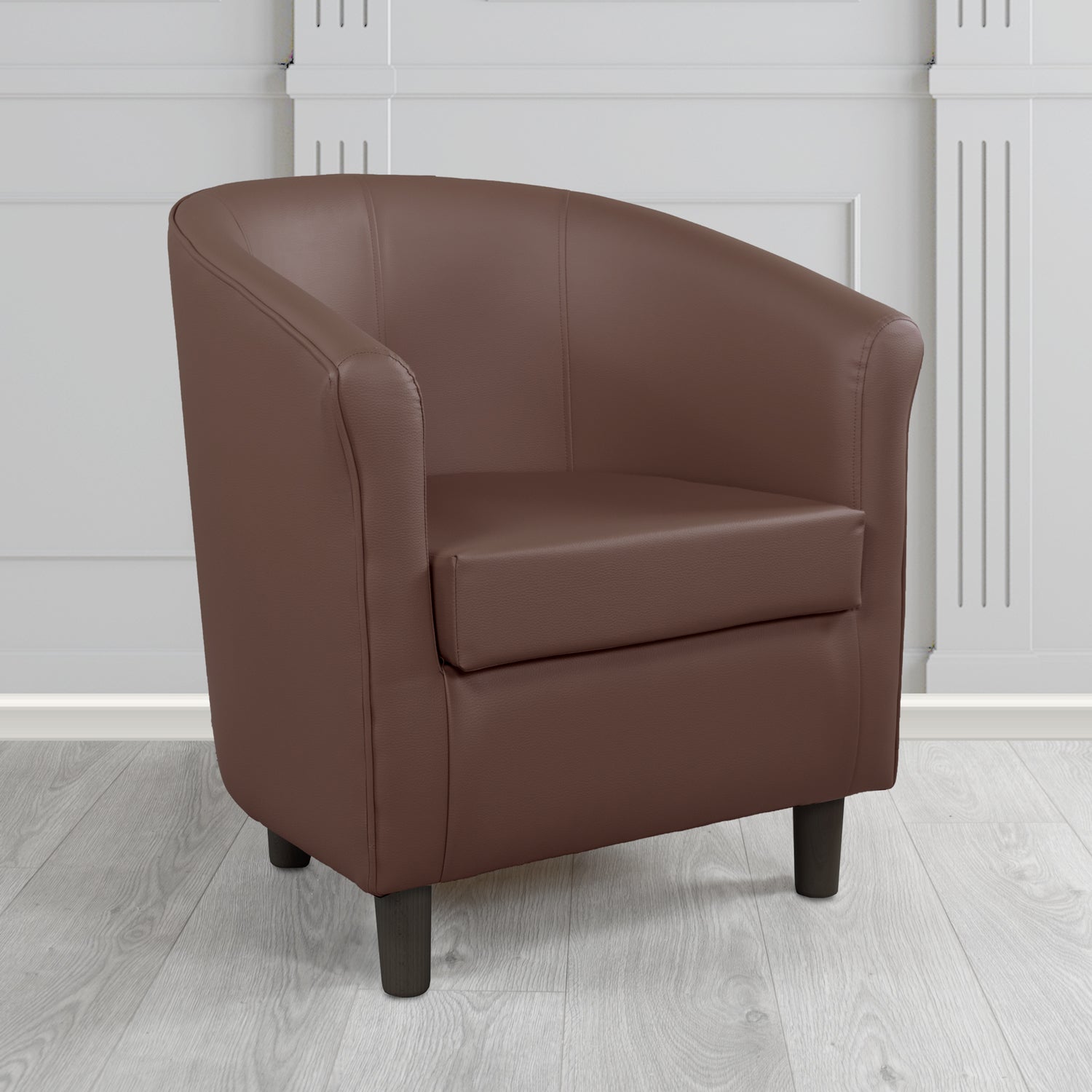 Tuscany Tub Chair in Just Colour Antimicrobial Crib 5 Contract Faux Leather with Dark Wood Legs