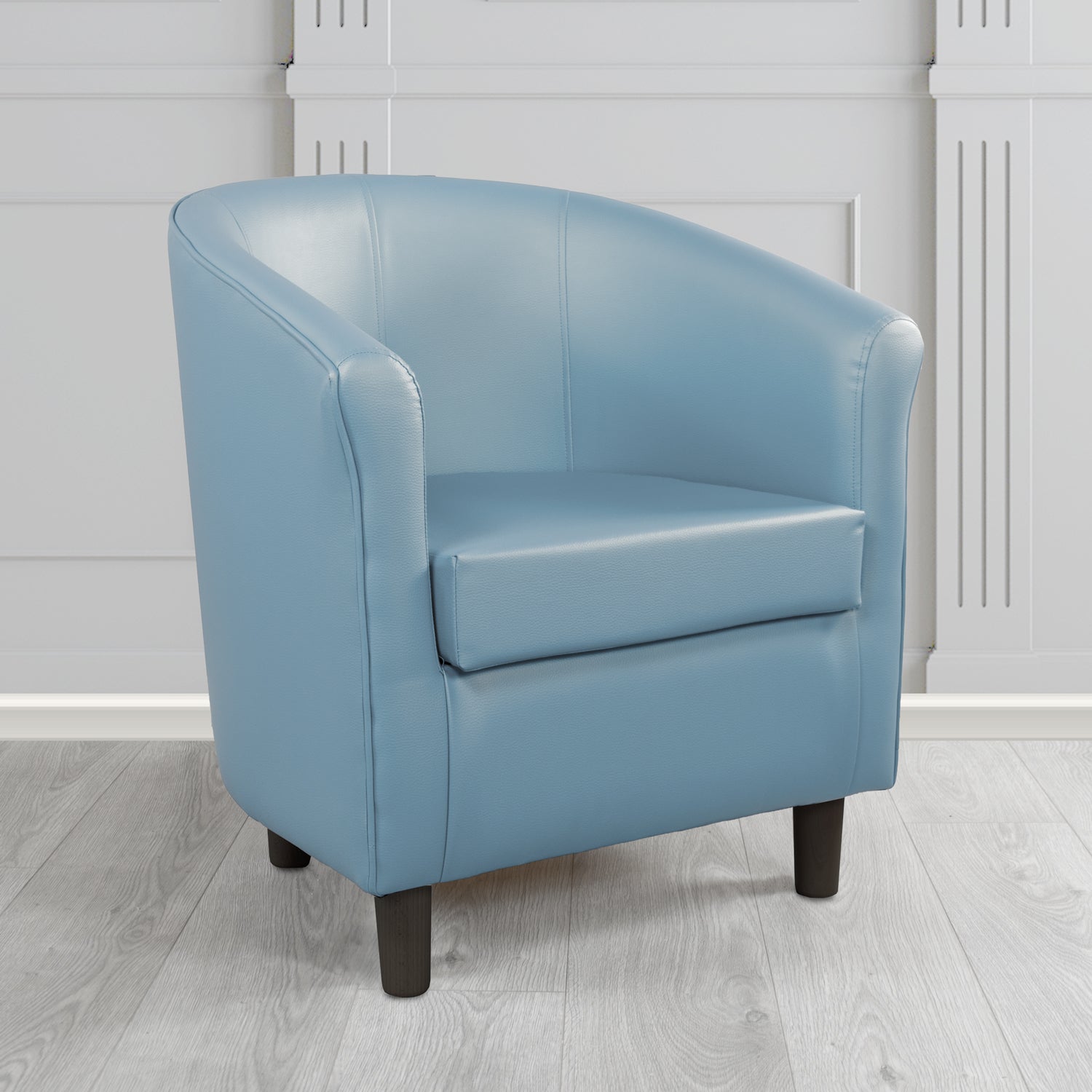 Tuscany Tub Chair in Just Colour Antimicrobial Crib 5 Contract Faux Leather with Dark Wood Legs