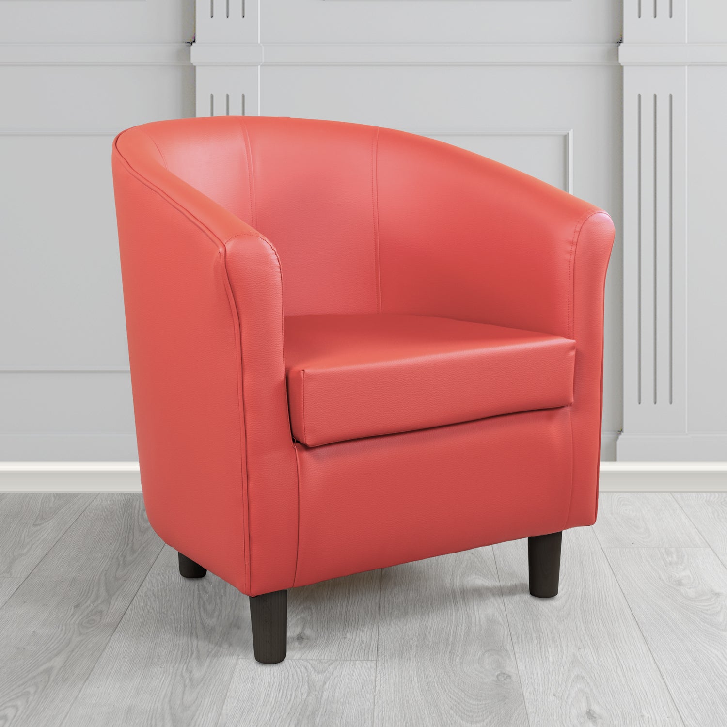 Tuscany Tub Chair in Just Colour Antimicrobial Crib 5 Contract Faux Leather with Dark Wood Legs