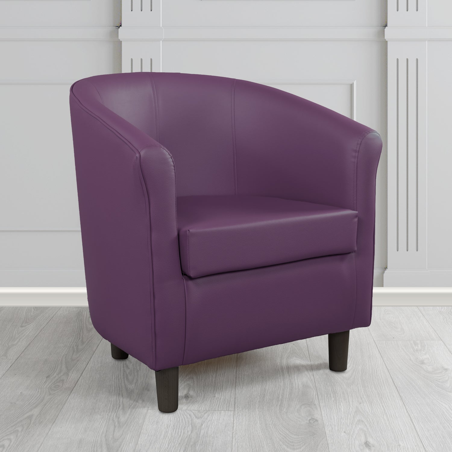 Tuscany Tub Chair in Just Colour Antimicrobial Crib 5 Contract Faux Leather with Dark Wood Legs