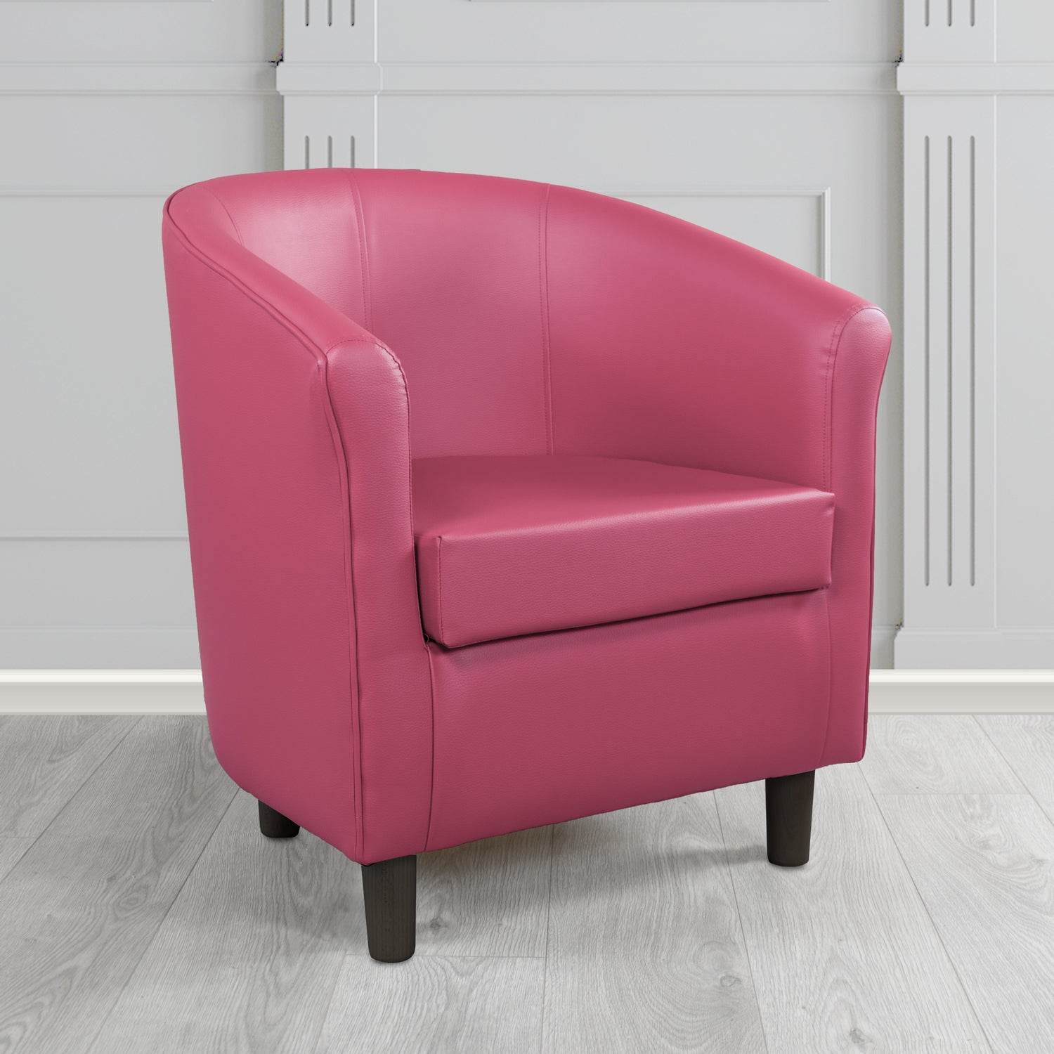 Tuscany Tub Chair in Just Colour Antimicrobial Crib 5 Contract Faux Leather with Dark Wood Legs