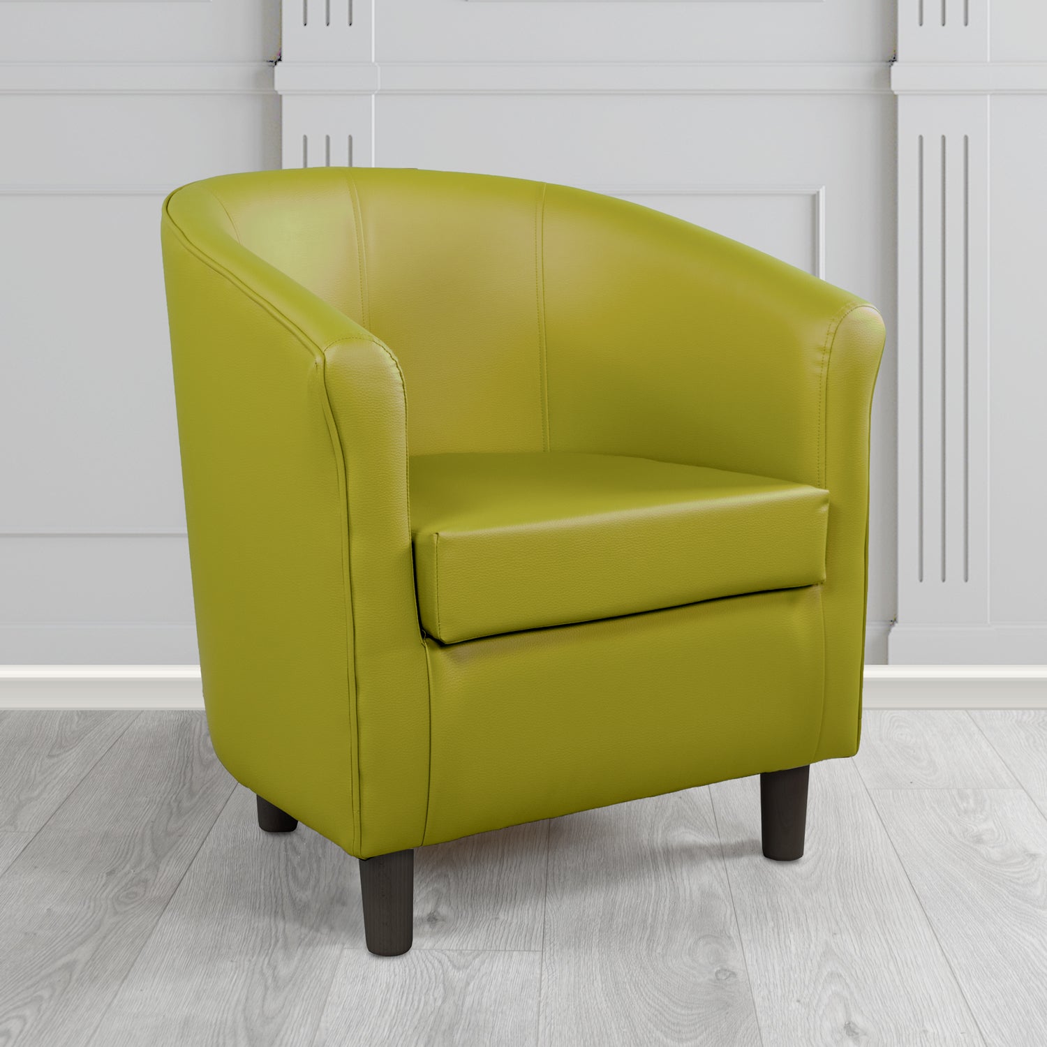 Tuscany Tub Chair in Just Colour Antimicrobial Crib 5 Contract Faux Leather with Dark Wood Legs