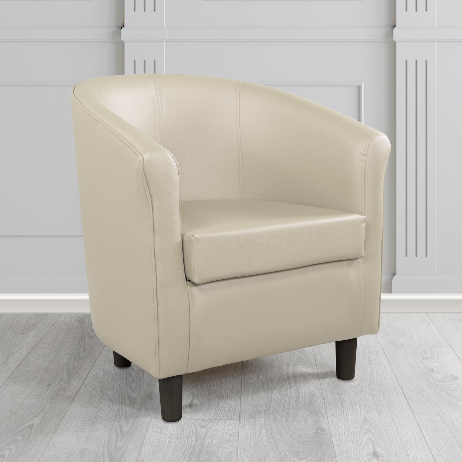 Tuscany Tub Chair in Just Colour Antimicrobial Crib 5 Contract Faux Leather with Dark Wood Legs