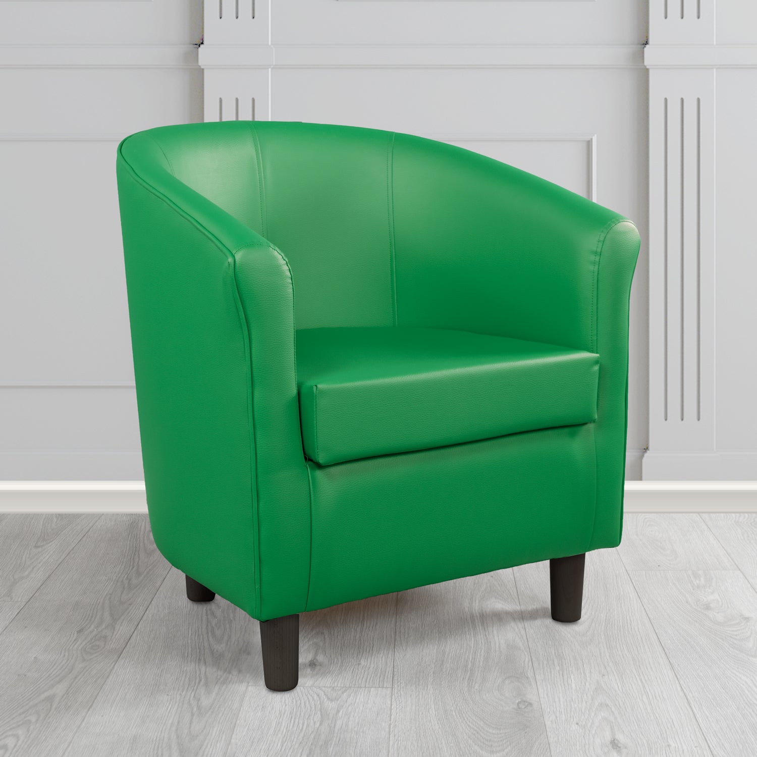 Tuscany Tub Chair in Just Colour Antimicrobial Crib 5 Contract Faux Leather with Dark Wood Legs