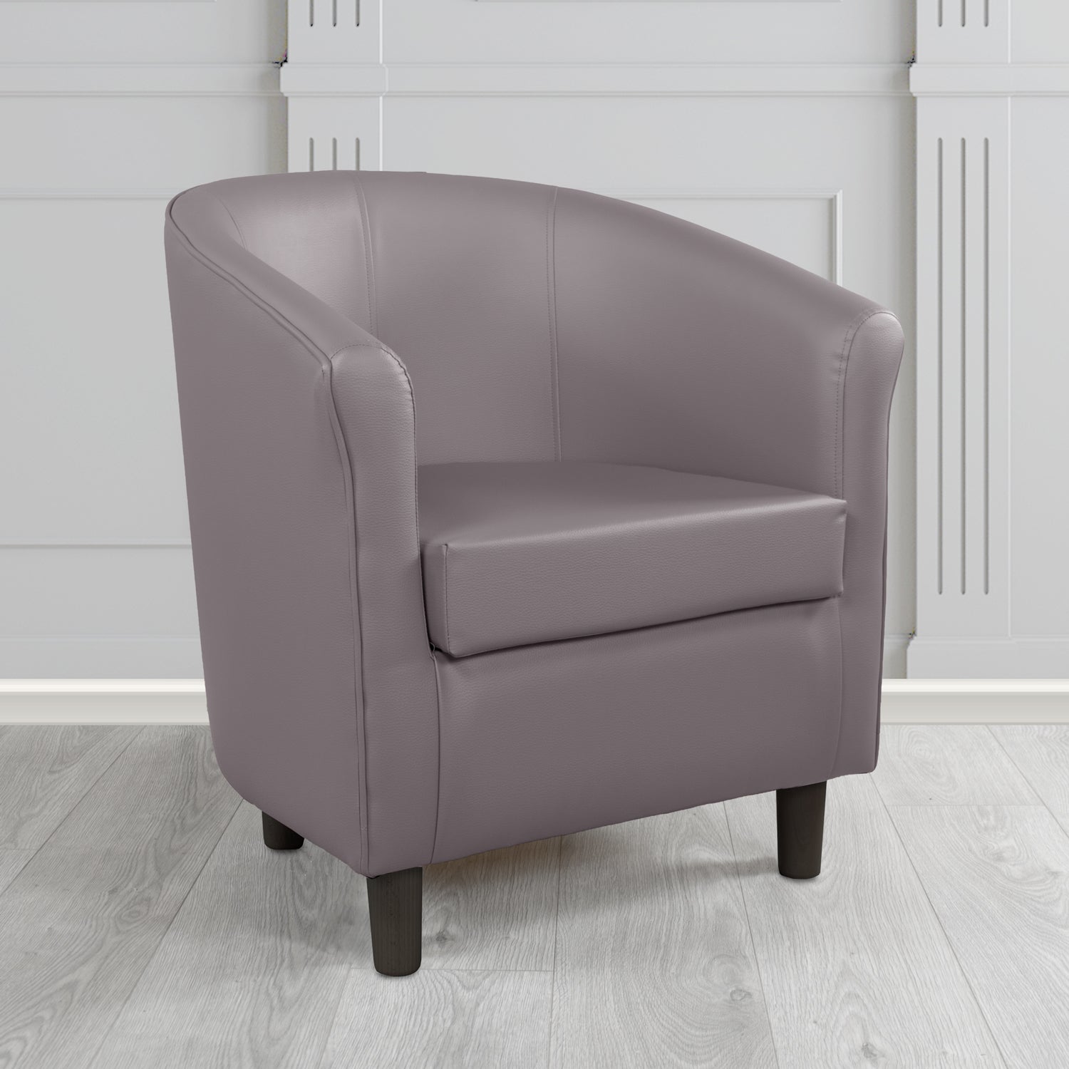 Tuscany Tub Chair in Just Colour Antimicrobial Crib 5 Contract Faux Leather with Dark Wood Legs