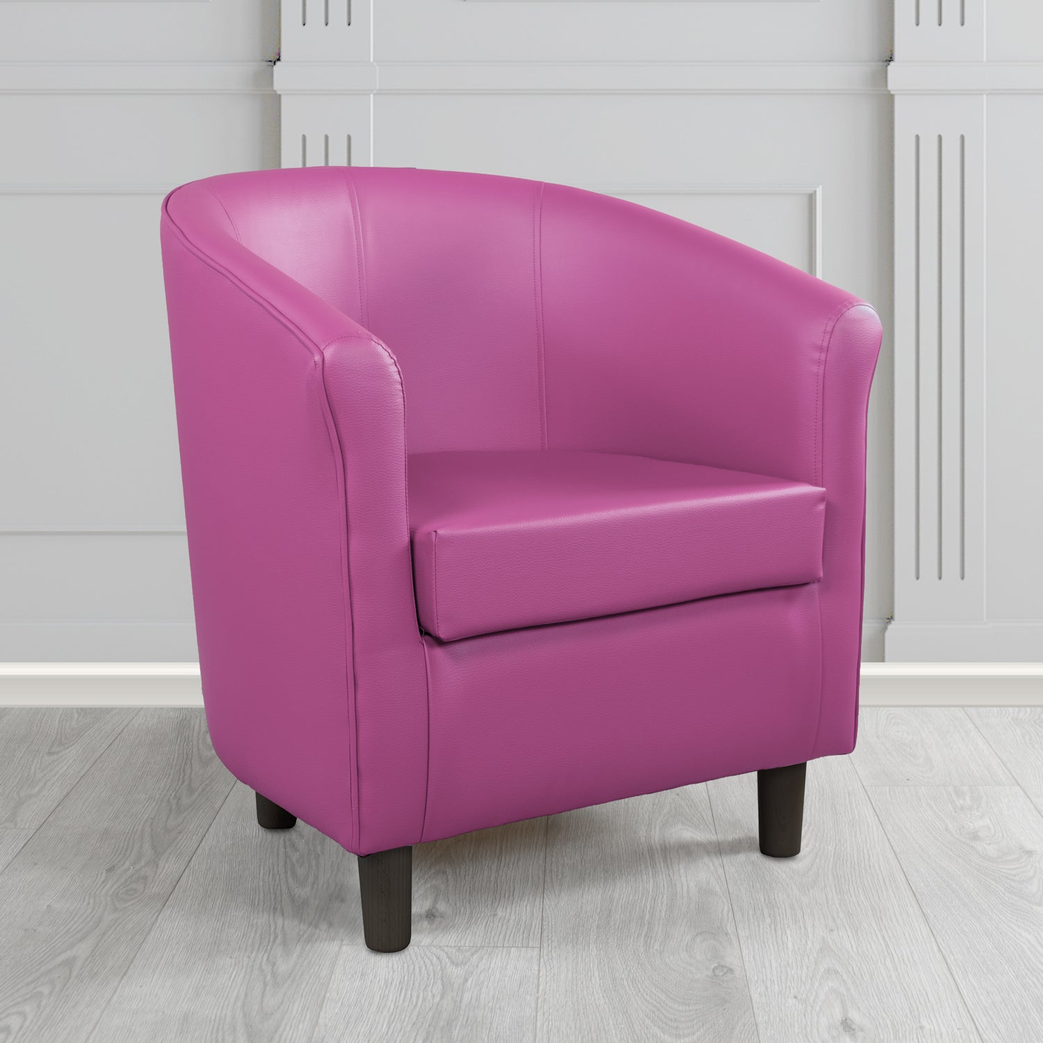 Tuscany Tub Chair in Just Colour Antimicrobial Crib 5 Contract Faux Leather with Dark Wood Legs