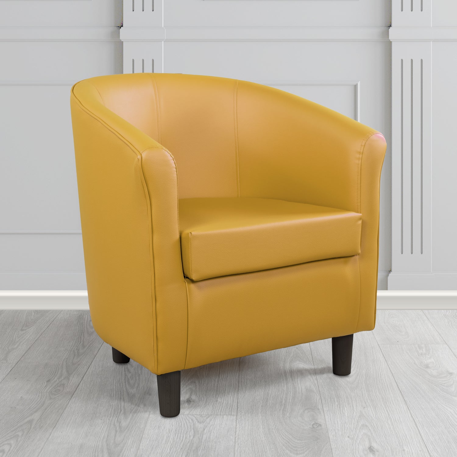 Tuscany Tub Chair in Just Colour Antimicrobial Crib 5 Contract Faux Leather with Dark Wood Legs