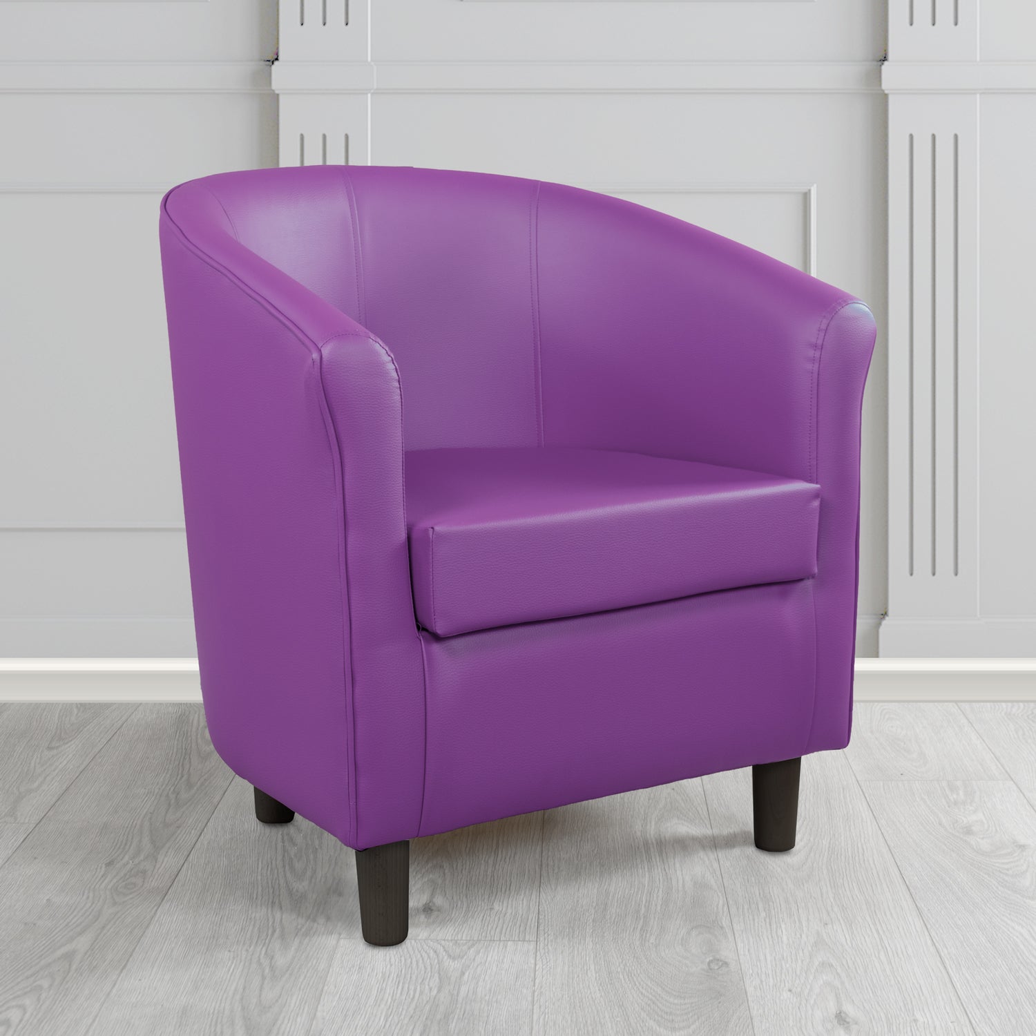 Tuscany Tub Chair in Just Colour Antimicrobial Crib 5 Contract Faux Leather with Dark Wood Legs
