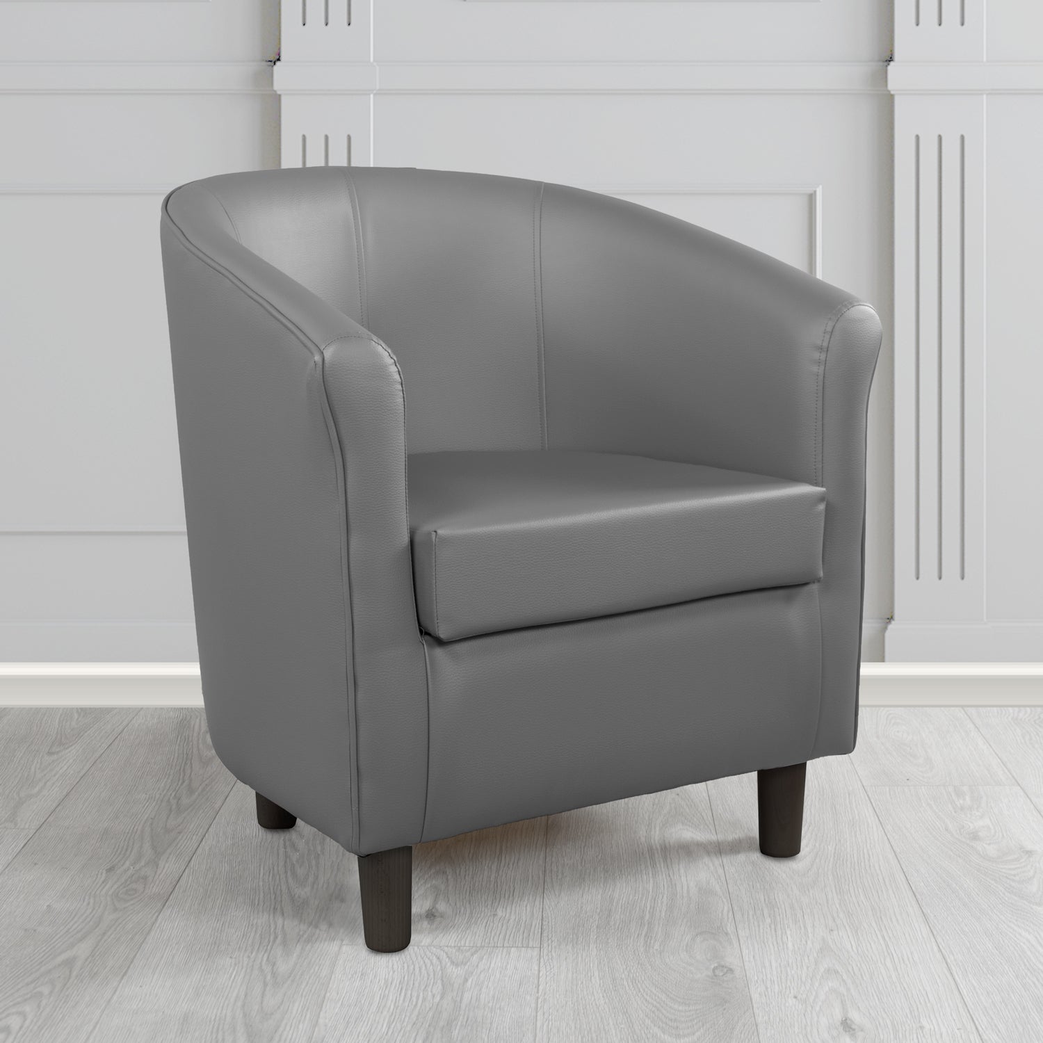 Tuscany Tub Chair in Just Colour Antimicrobial Crib 5 Contract Faux Leather with Dark Wood Legs