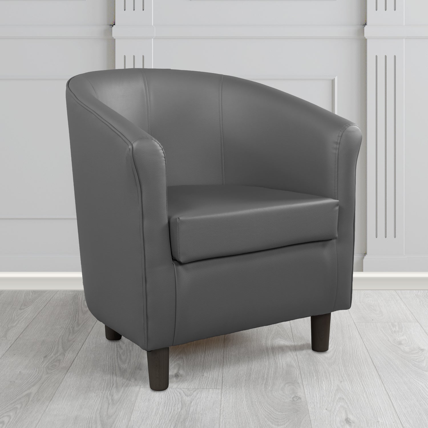 Tuscany Tub Chair in Just Colour Antimicrobial Crib 5 Contract Faux Leather with Dark Wood Legs