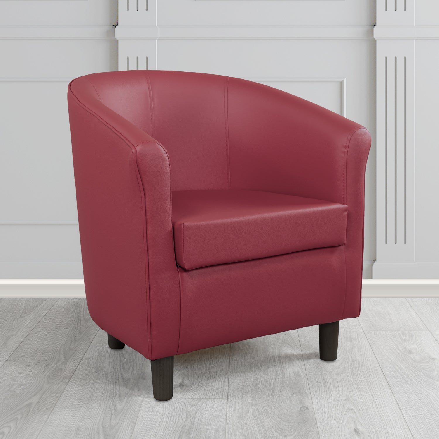 Tuscany Tub Chair in Just Colour Antimicrobial Crib 5 Contract Faux Leather with Dark Wood Legs