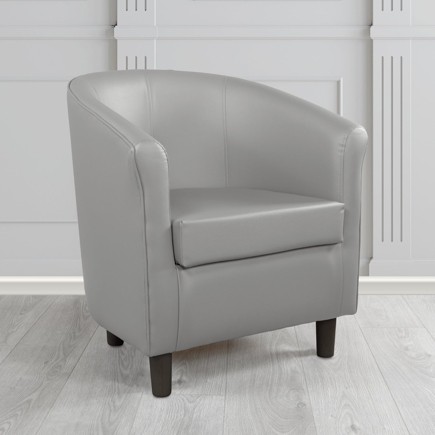 Tuscany Tub Chair in Just Colour Antimicrobial Crib 5 Contract Faux Leather with Dark Wood Legs