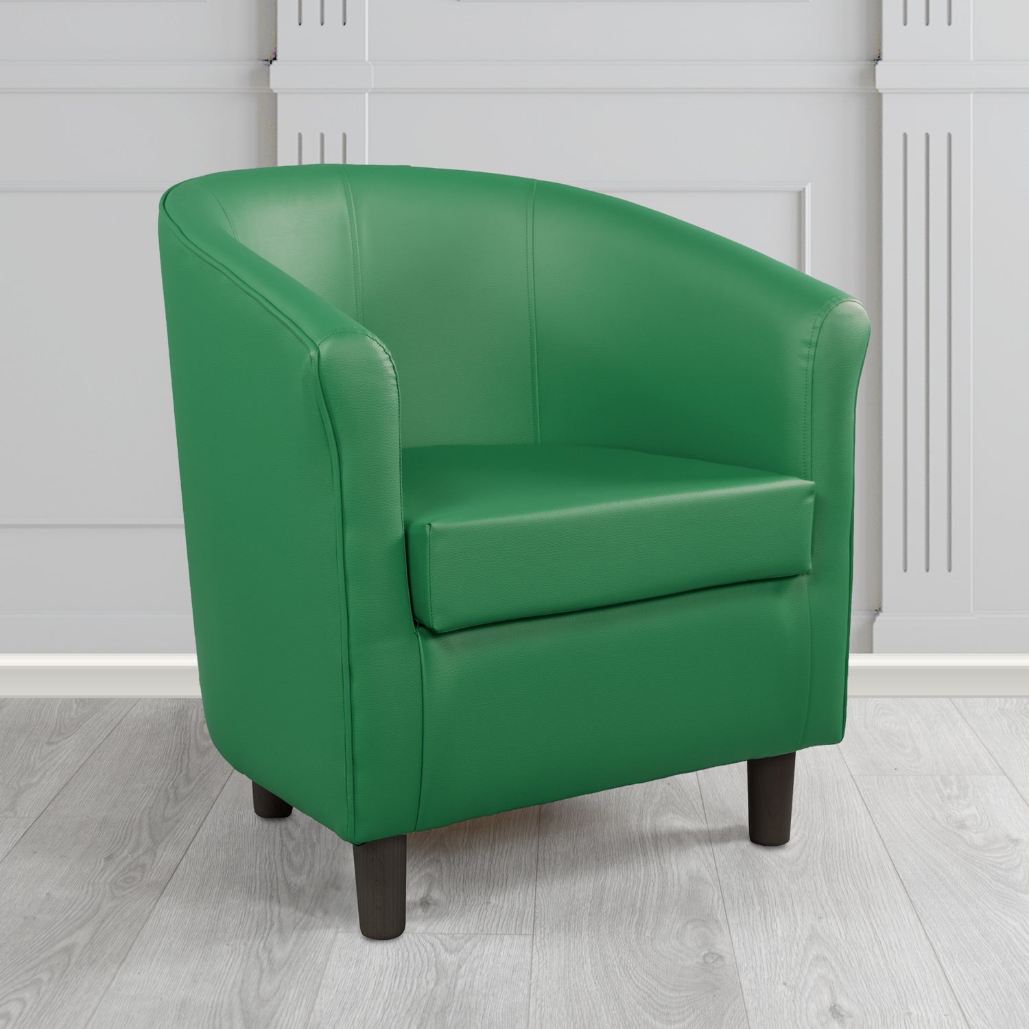 Tuscany Tub Chair in Just Colour Antimicrobial Crib 5 Contract Faux Leather with Dark Wood Legs