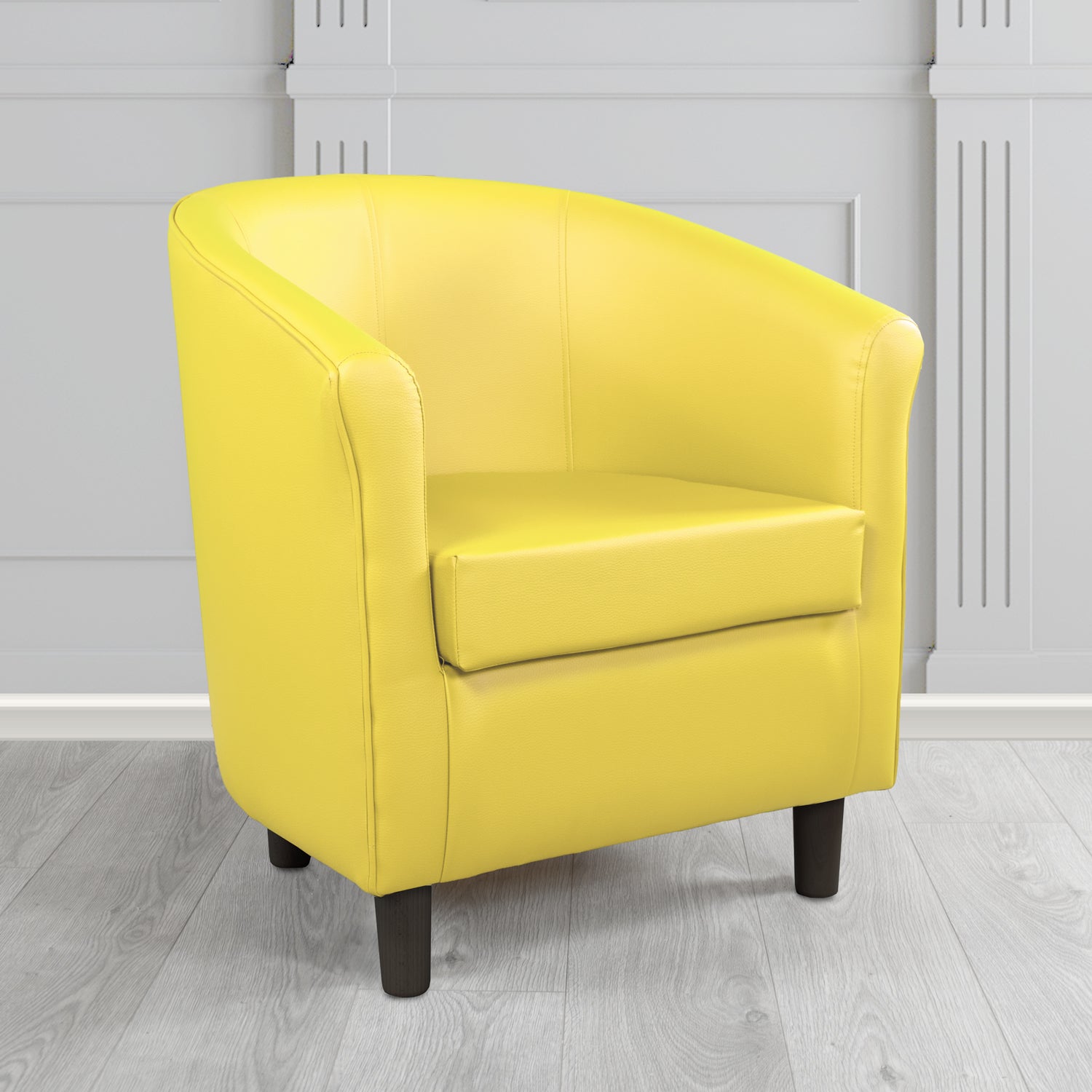 Tuscany Tub Chair in Just Colour Antimicrobial Crib 5 Contract Faux Leather with Dark Wood Legs