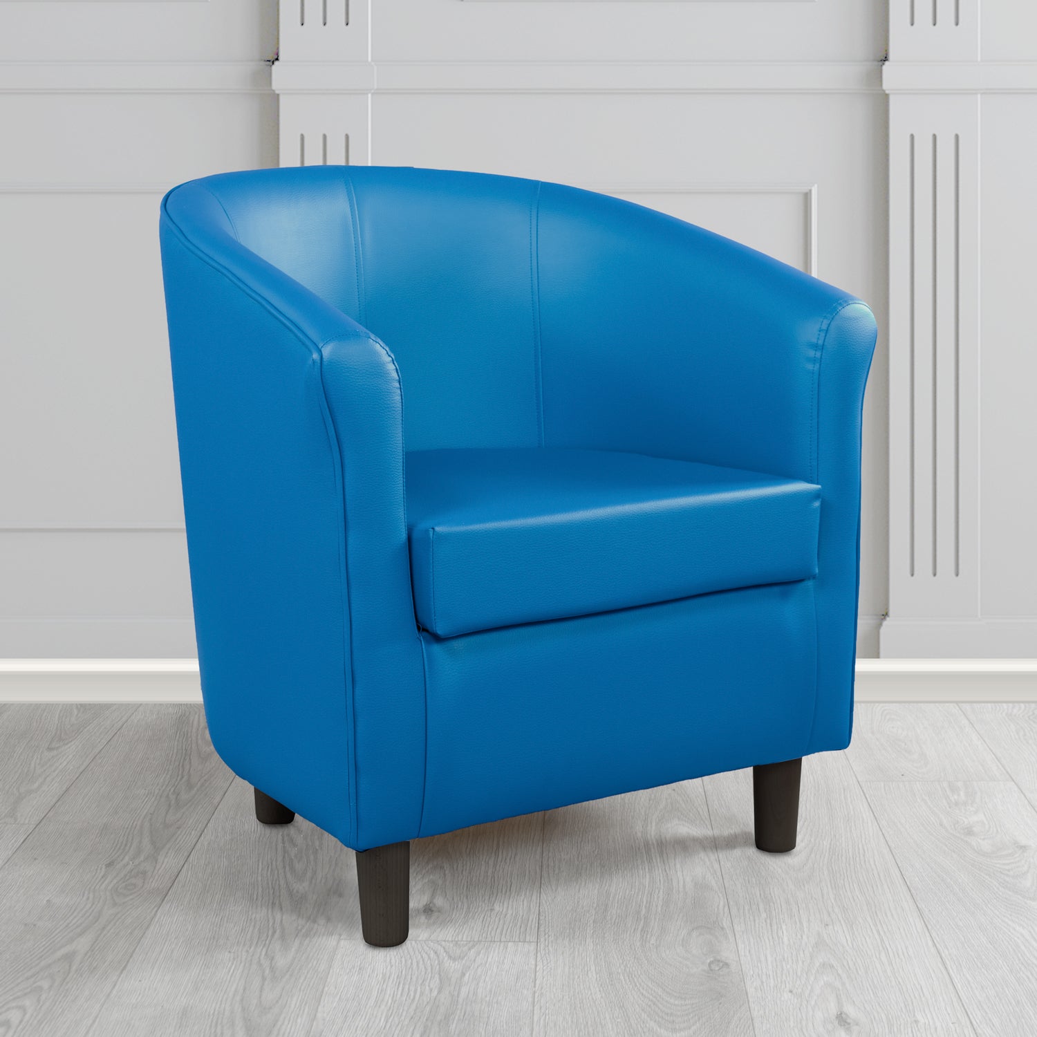 Tuscany Tub Chair in Just Colour Antimicrobial Crib 5 Contract Faux Leather with Dark Wood Legs