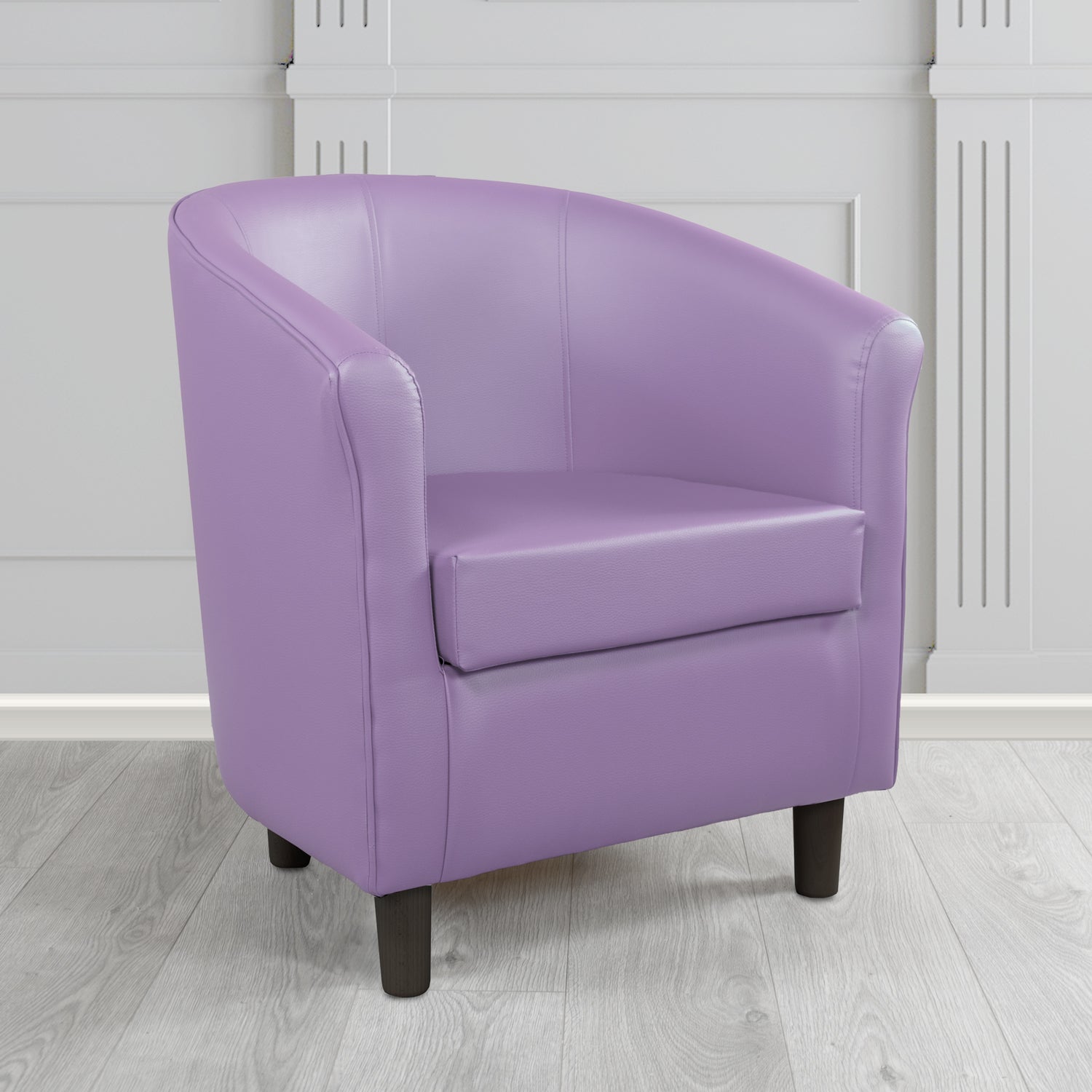 Tuscany Tub Chair in Just Colour Antimicrobial Crib 5 Contract Faux Leather with Dark Wood Legs