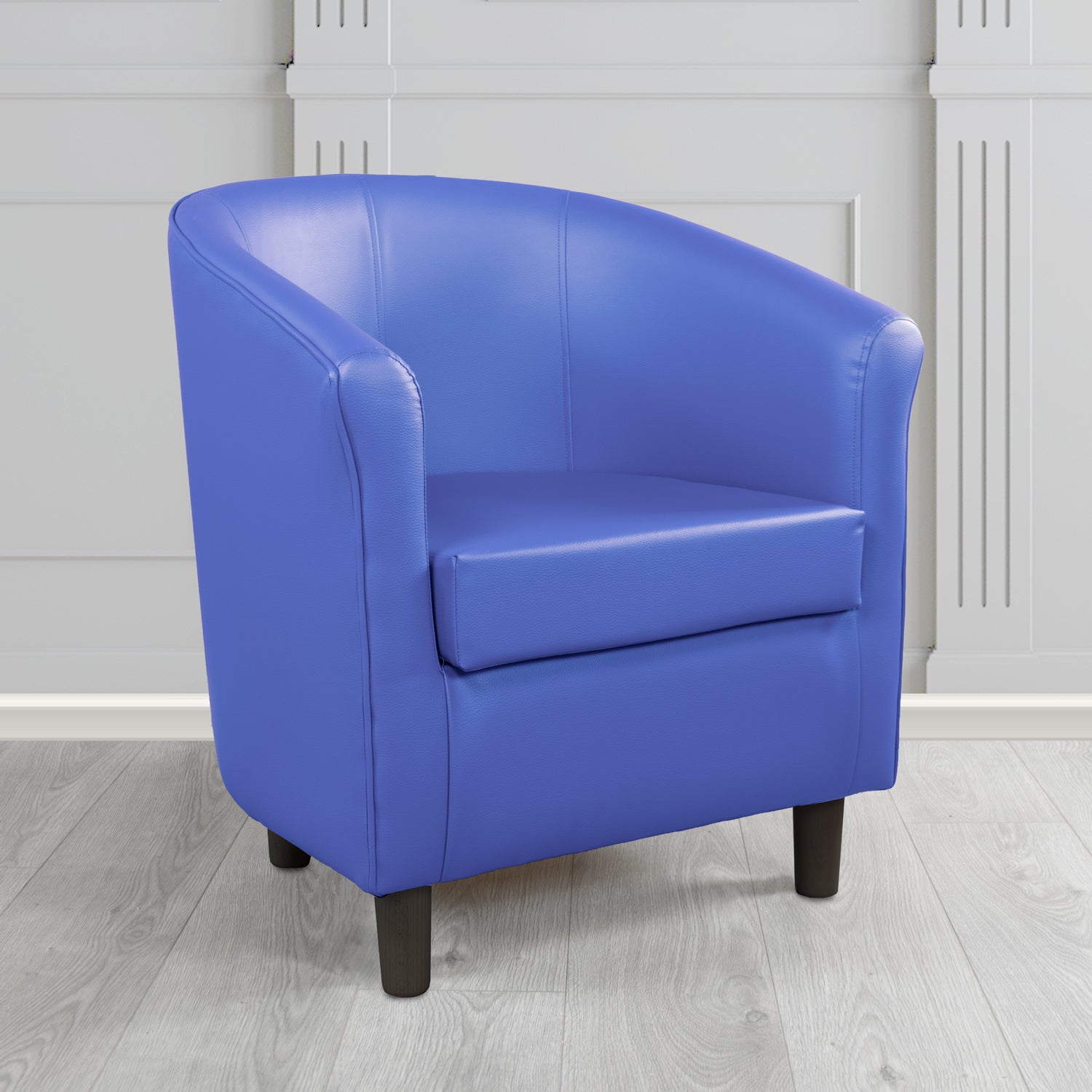 Tuscany Tub Chair in Just Colour Antimicrobial Crib 5 Contract Faux Leather with Dark Wood Legs