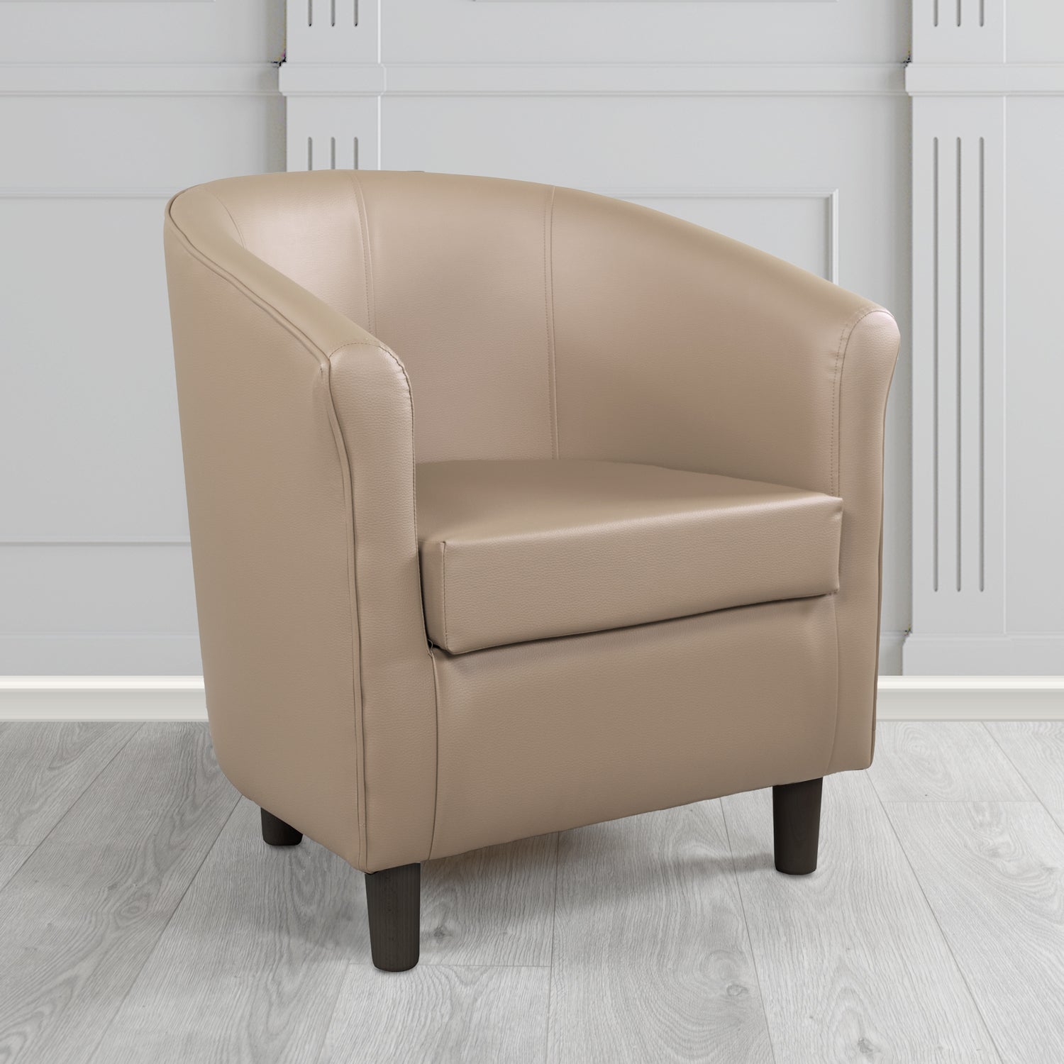 Tuscany Tub Chair in Just Colour Antimicrobial Crib 5 Contract Faux Leather with Dark Wood Legs