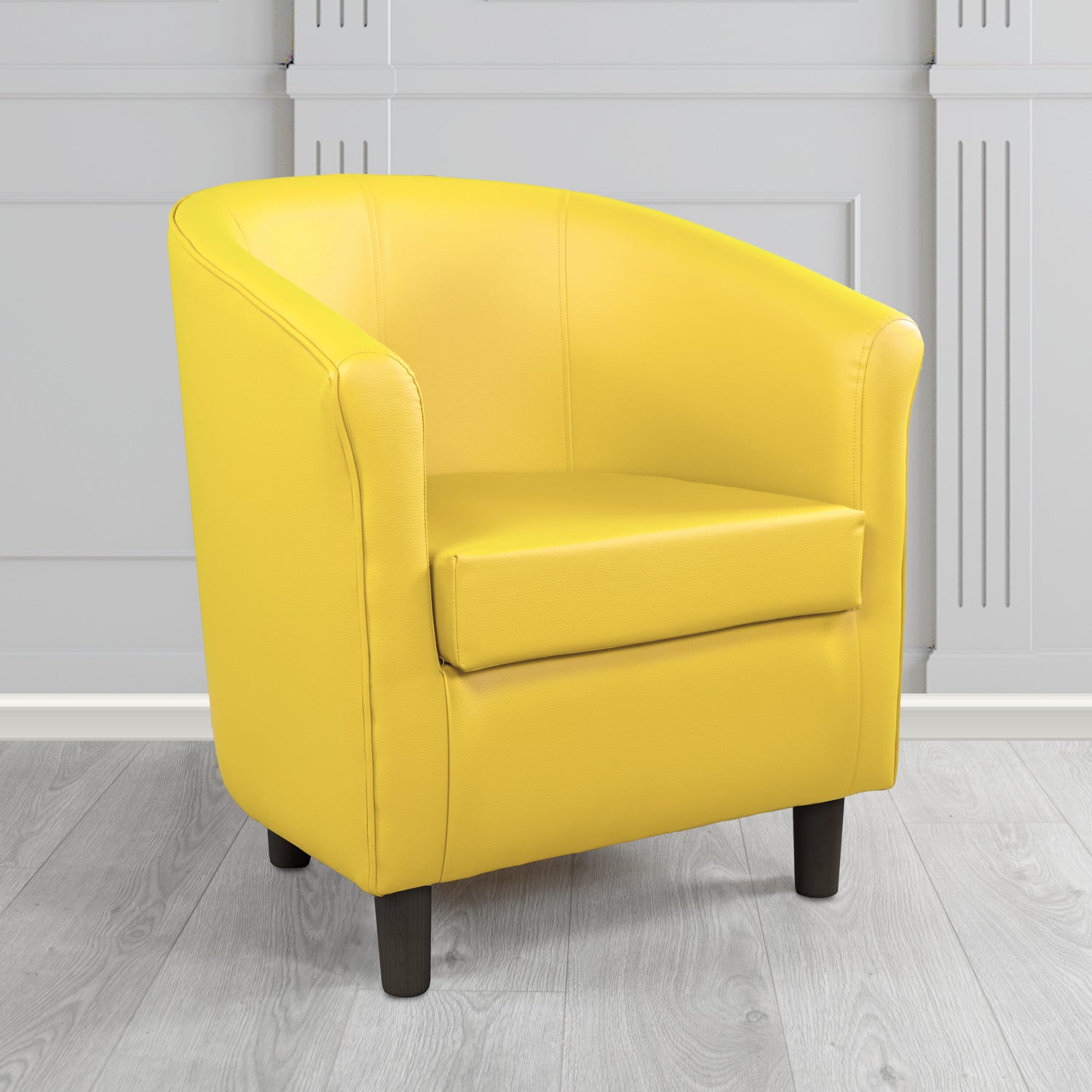 Tuscany Tub Chair in Just Colour Antimicrobial Crib 5 Contract Faux Leather with Dark Wood Legs