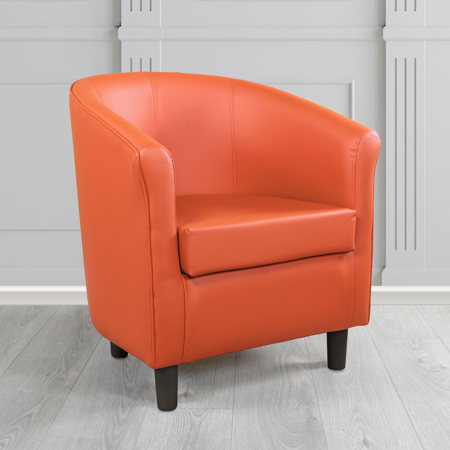Tuscany Tub Chair in Just Colour Antimicrobial Crib 5 Contract Faux Leather with Dark Wood Legs