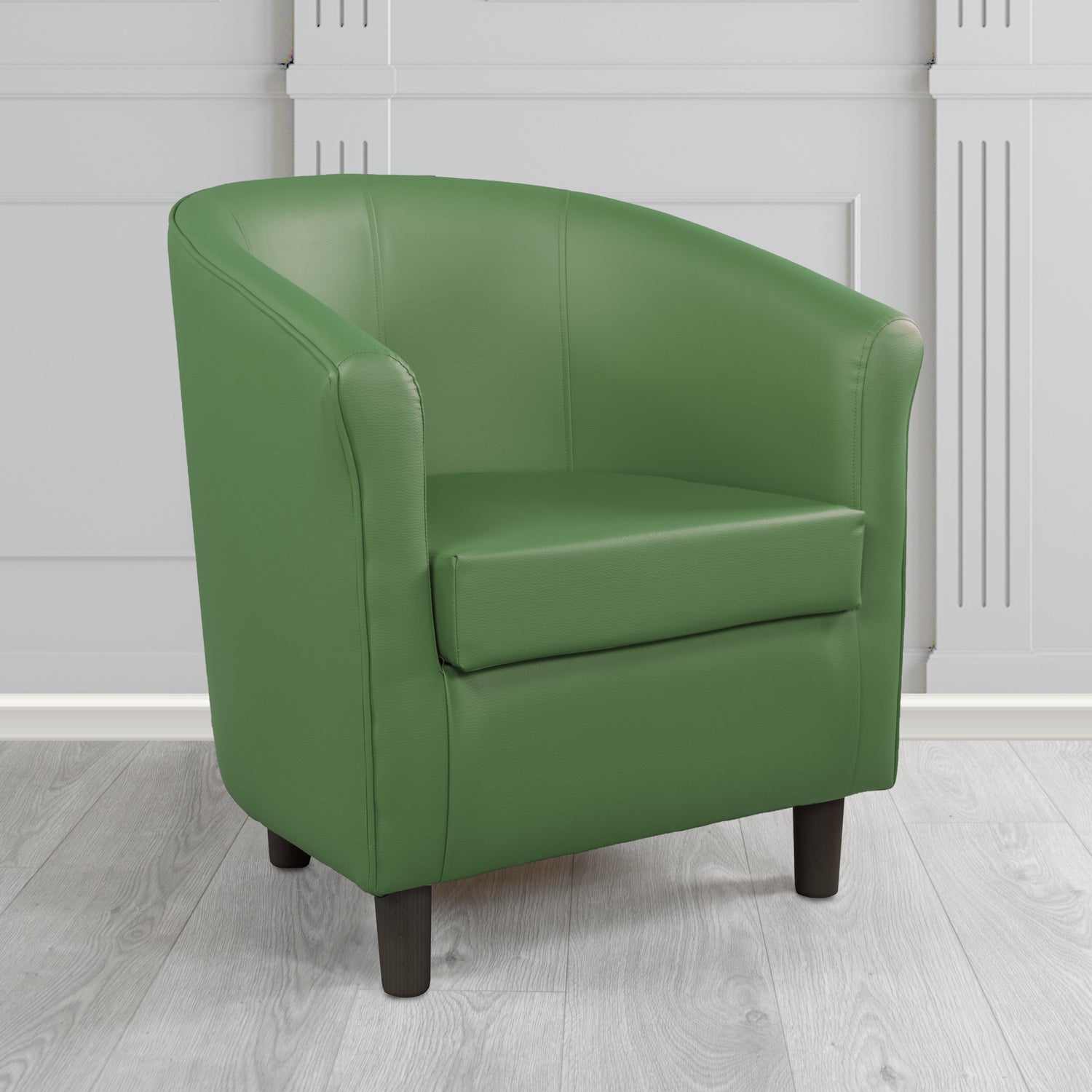 Tuscany Tub Chair in Just Colour Antimicrobial Crib 5 Contract Faux Leather with Dark Wood Legs