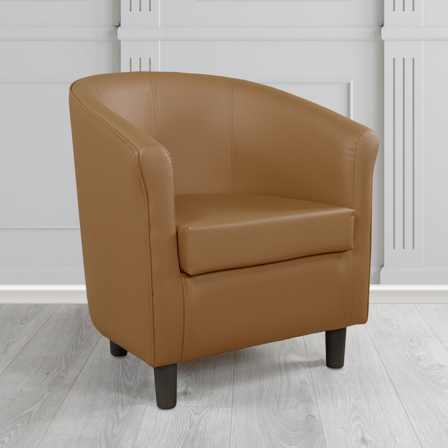 Tuscany Tub Chair in Just Colour Antimicrobial Crib 5 Contract Faux Leather with Dark Wood Legs