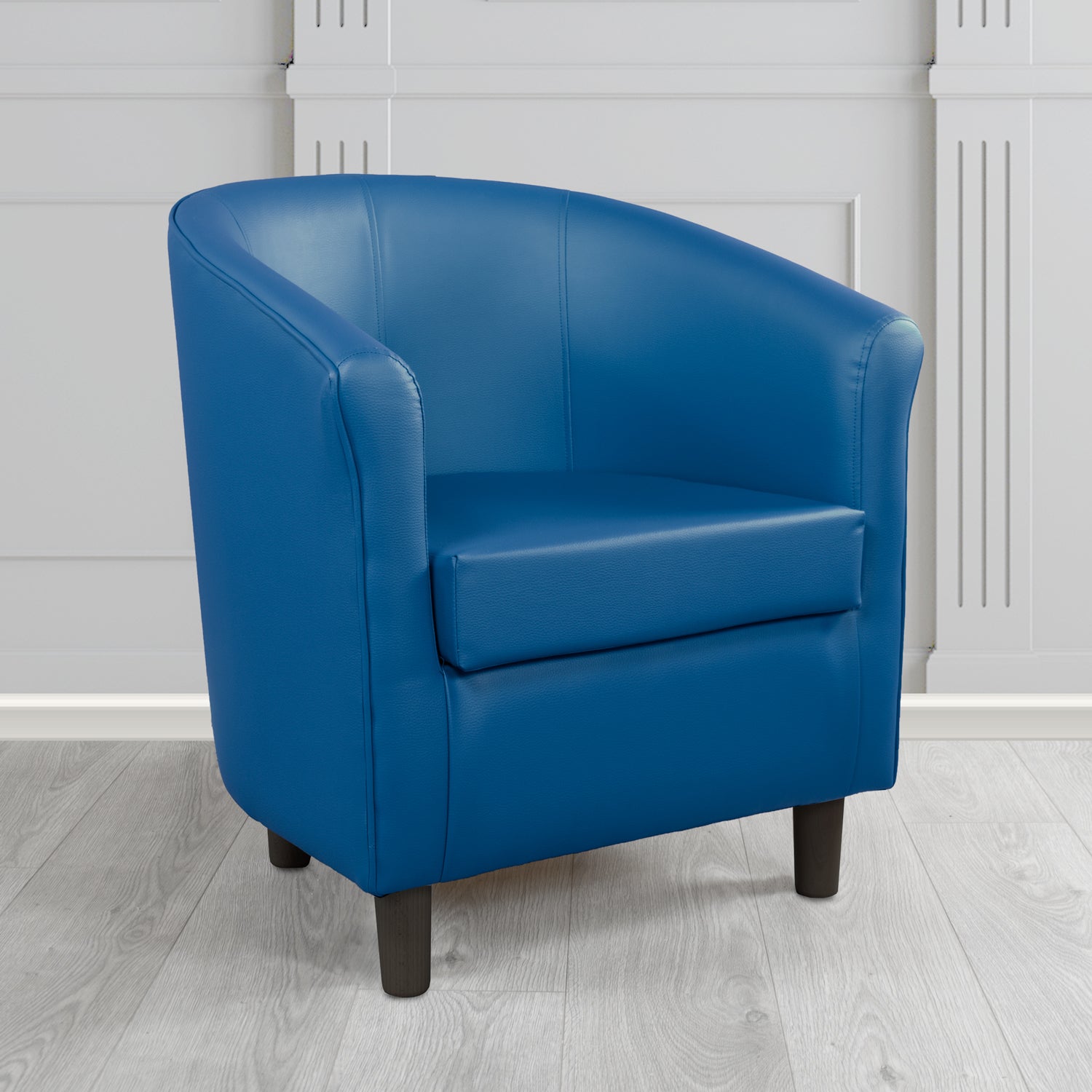 Tuscany Tub Chair in Just Colour Antimicrobial Crib 5 Contract Faux Leather with Dark Wood Legs