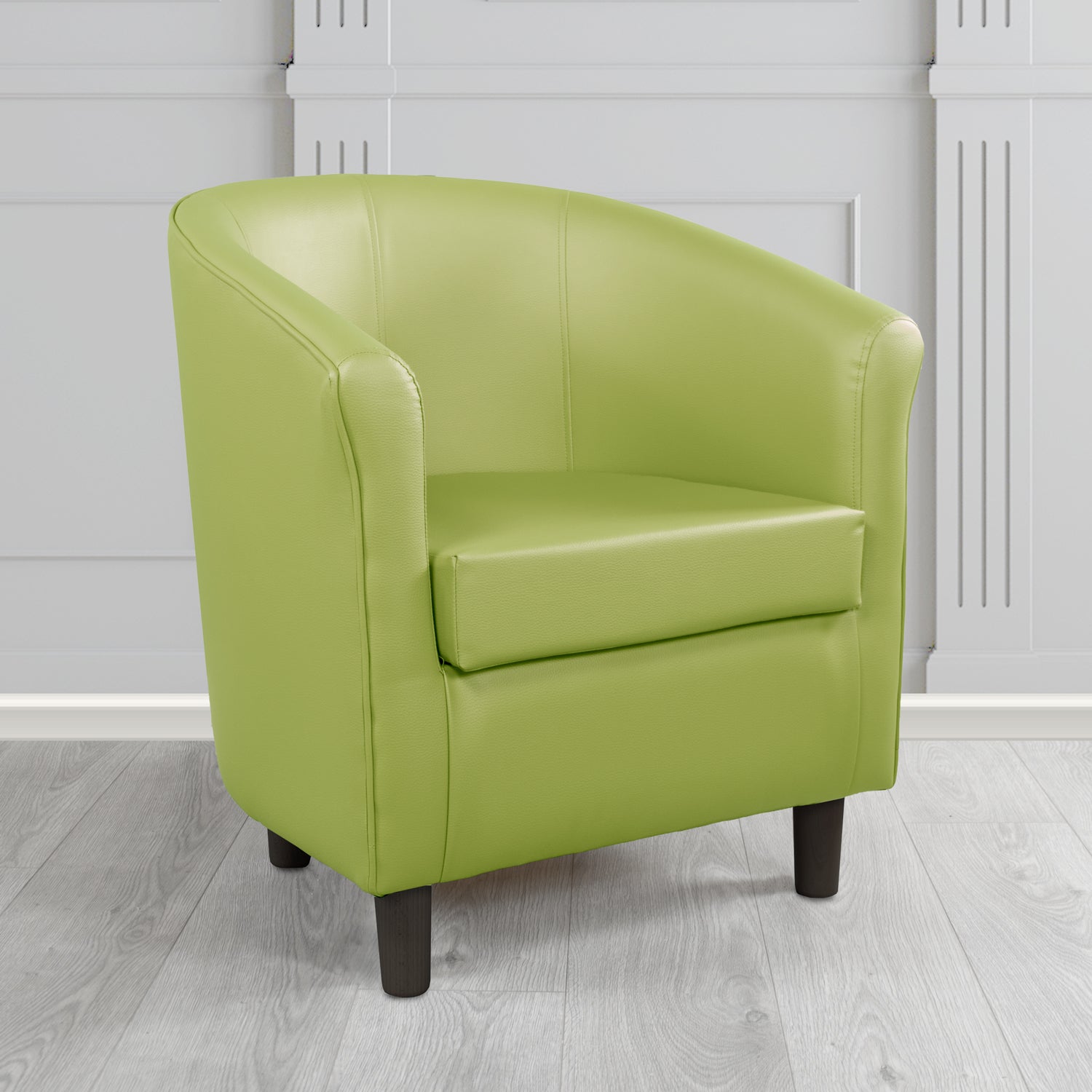 Tuscany Tub Chair in Just Colour Antimicrobial Crib 5 Contract Faux Leather with Dark Wood Legs
